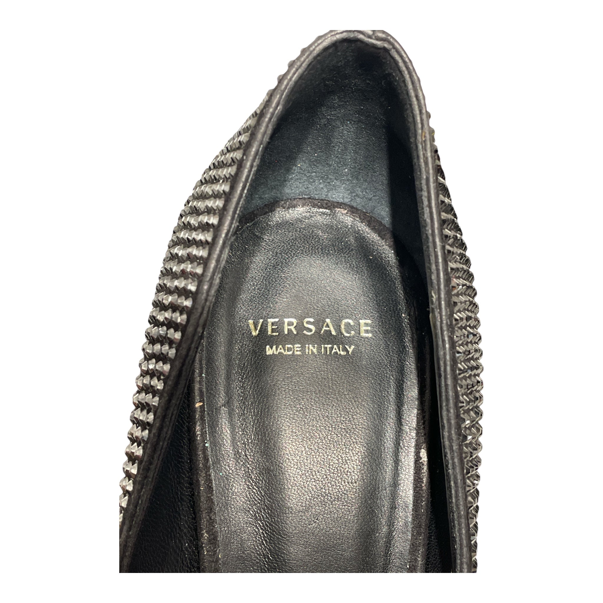 VERSACE/Heels/EU 39/Glitter/BLK/Crystal Pallazo Heels view 3