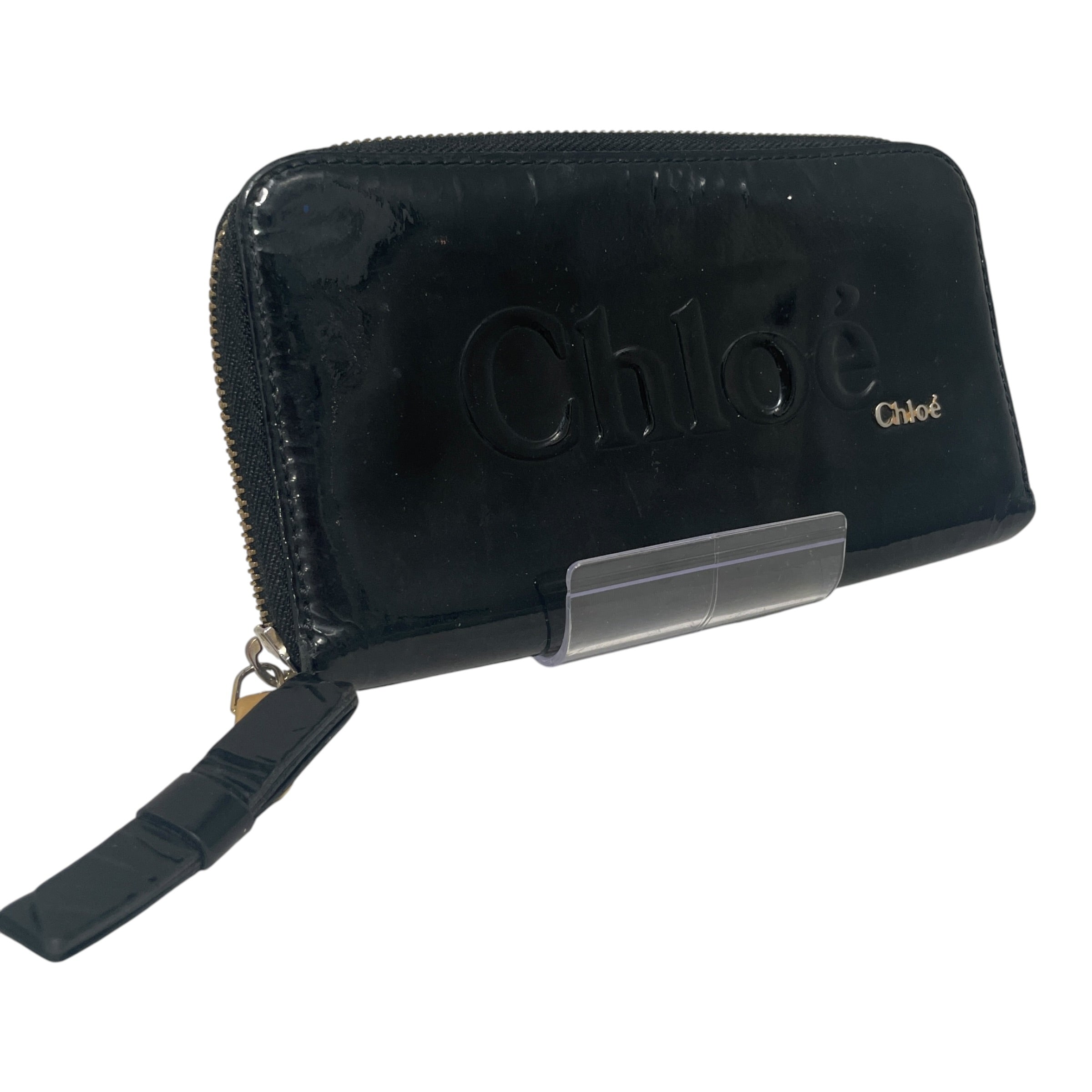 Chloe/Long Wallet/Leather/BLK/L's/Shadow Patent Zip-Around Long view 1