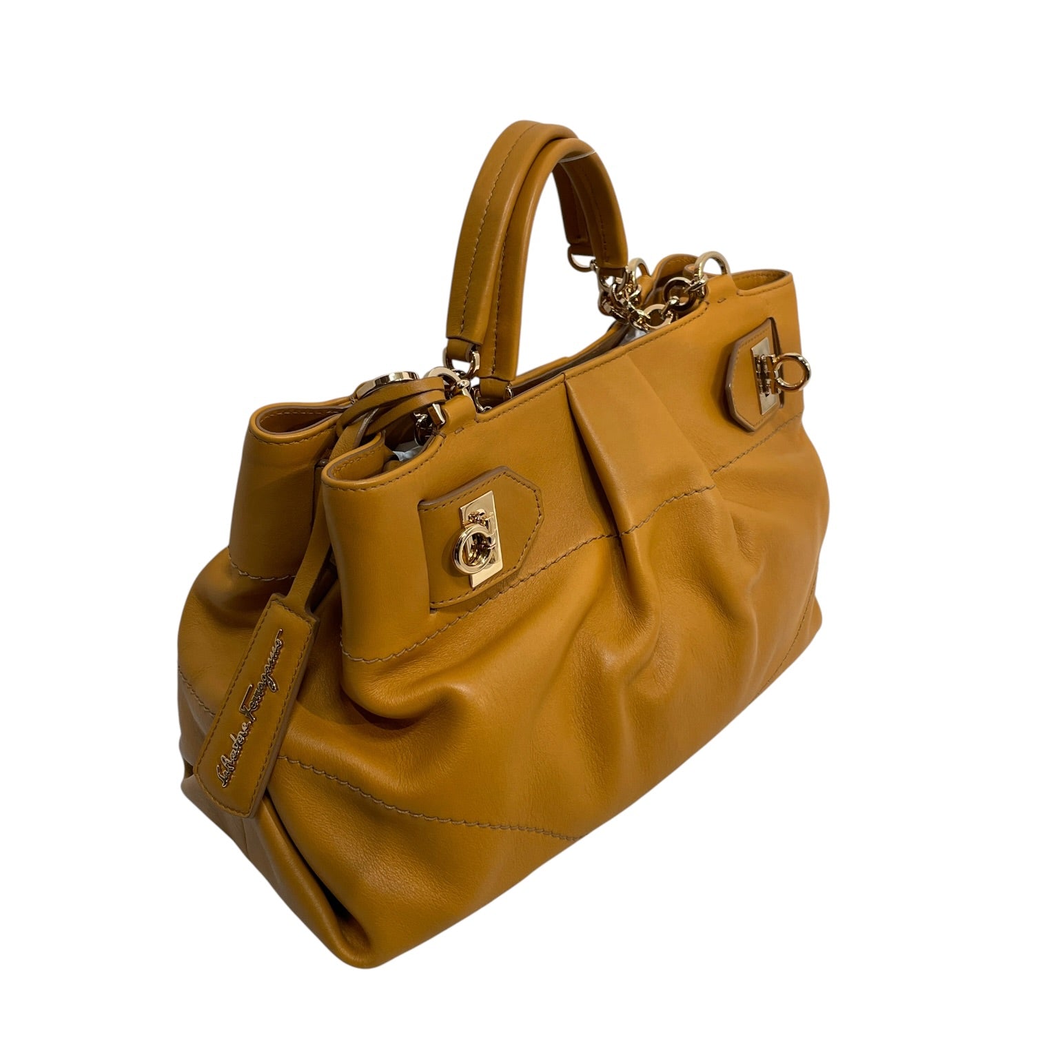 Salvatore Ferragamo/Tote Bag/Leather/YEL/Gancini W Gold Chain view 3