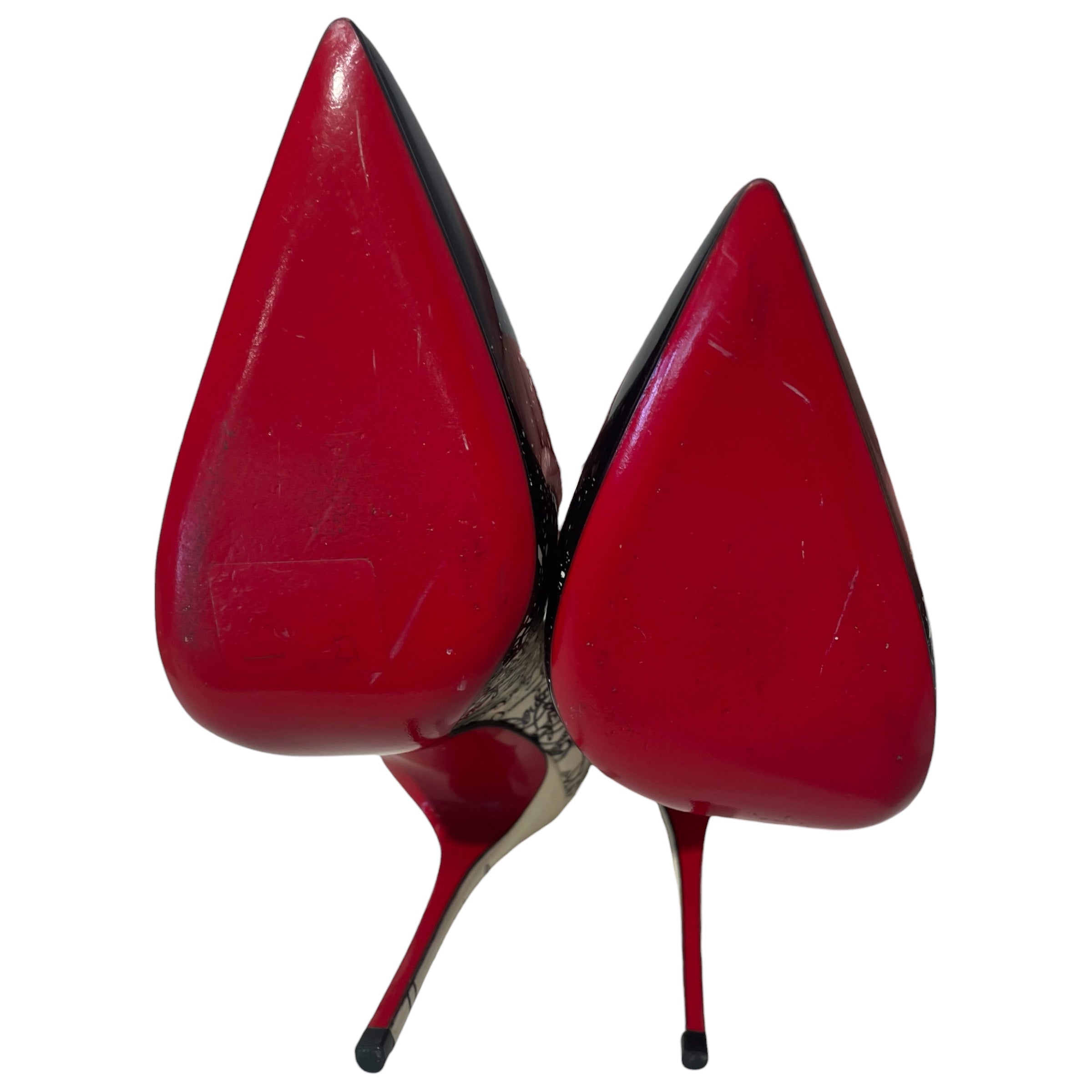 Christian Louboutin/Heels/EU 35/Monogram/Leather/WHT/black and white mono design view 4