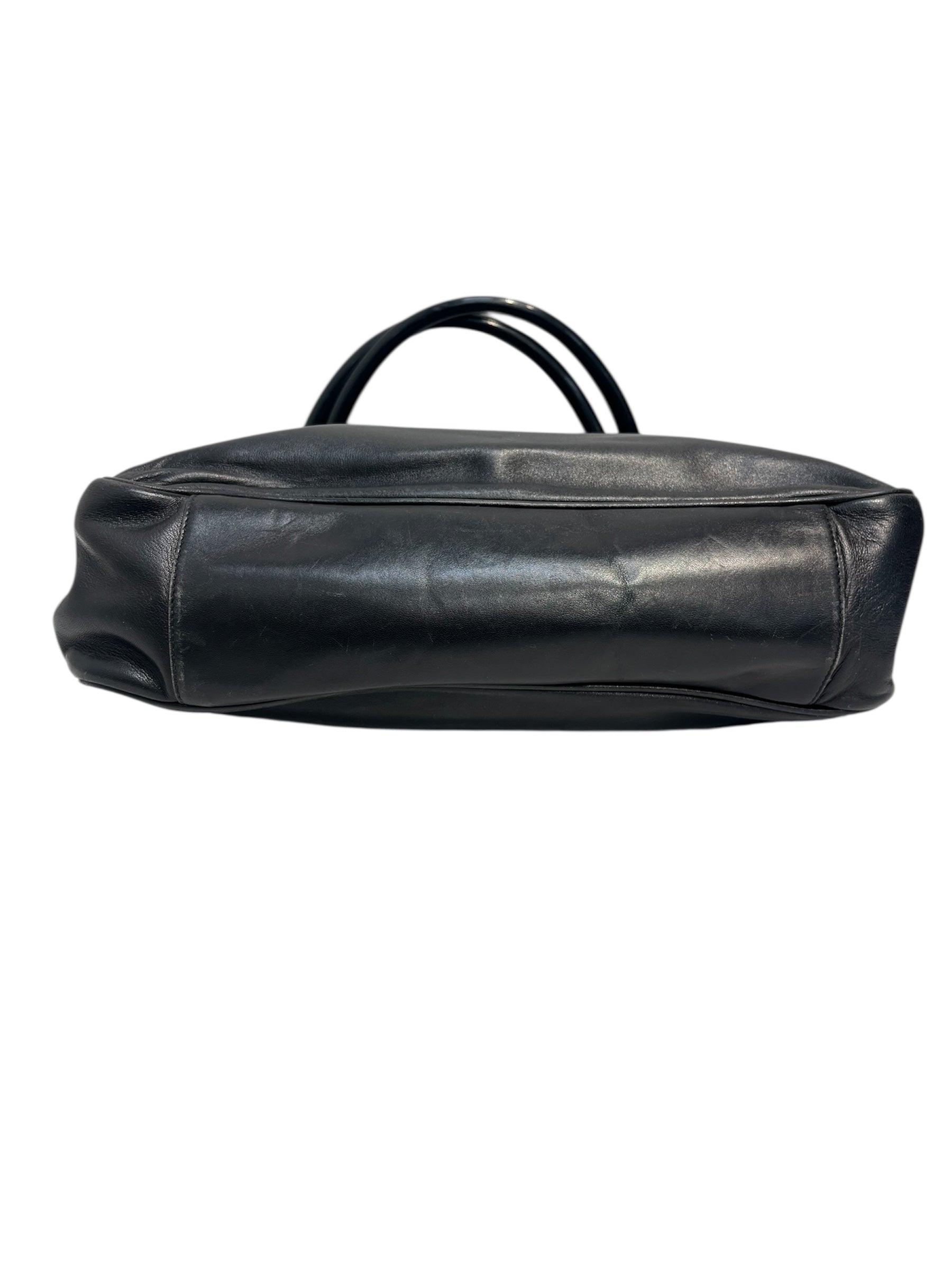 PRADA/Tote Bag/Leather/BLK/PLATIC HANDLES PLAIN view 4
