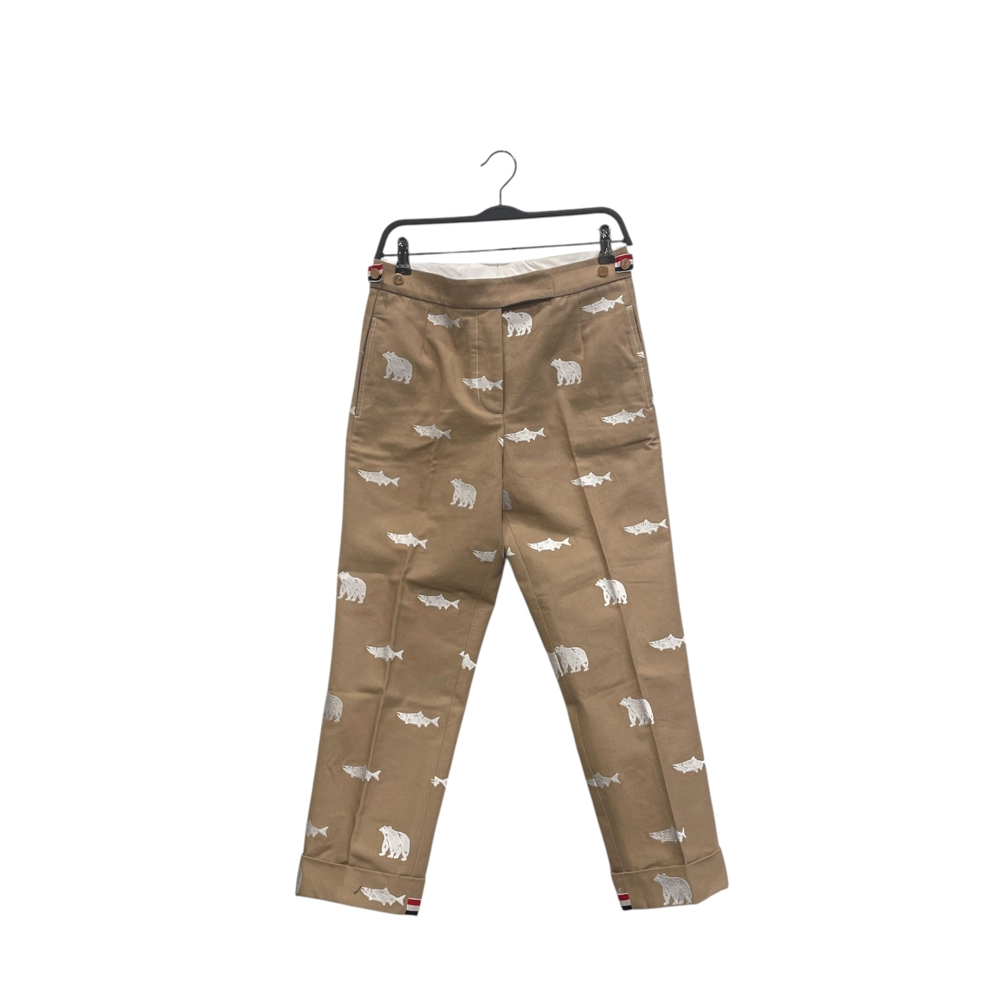 THOM BROWNE. NEW YORK/Straight Pants/38/Cotton/CML/All Over Print/BEAR/FISH EMBROIDERED view 1