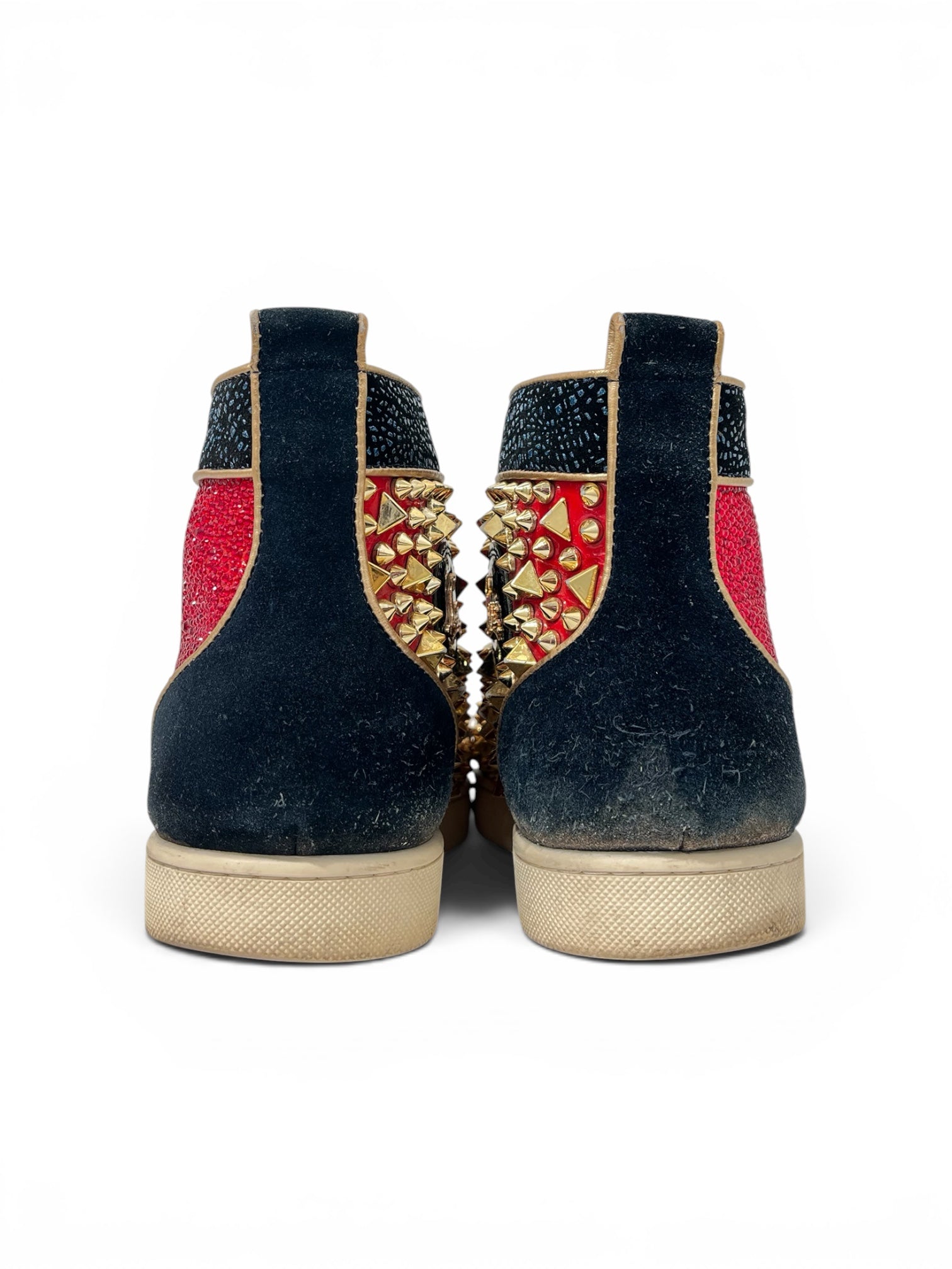 Christian Louboutin/Hi-Sneakers/US 12/Leather/NVY/SPIKE HI TOP USA COLORS view 3