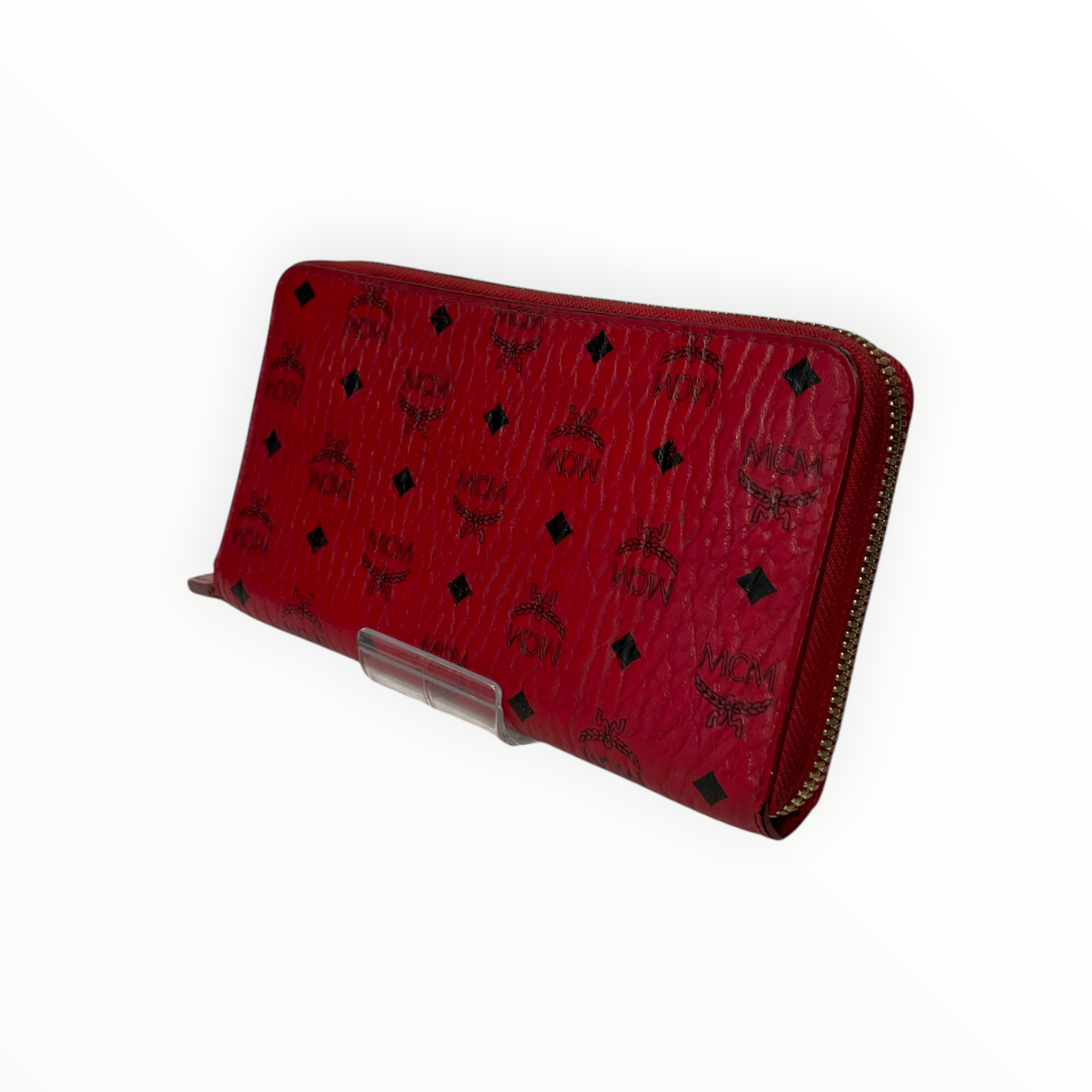 MCM/Long Wallet/Monogram/Leather/RED/L's/Textured Leather Zip-around view 2