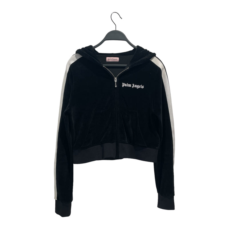 Palm Angels/Zip Up Hoodie/M/Cotton/BLK/CROPPED ZIP