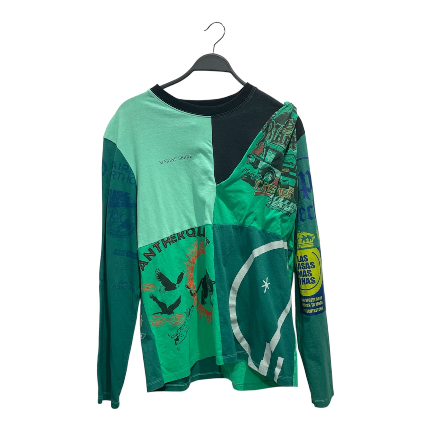 MARINE SERRE/LS T-Shirt/L/Cotton/GRN/All Over Print/PATCHWORK view 1