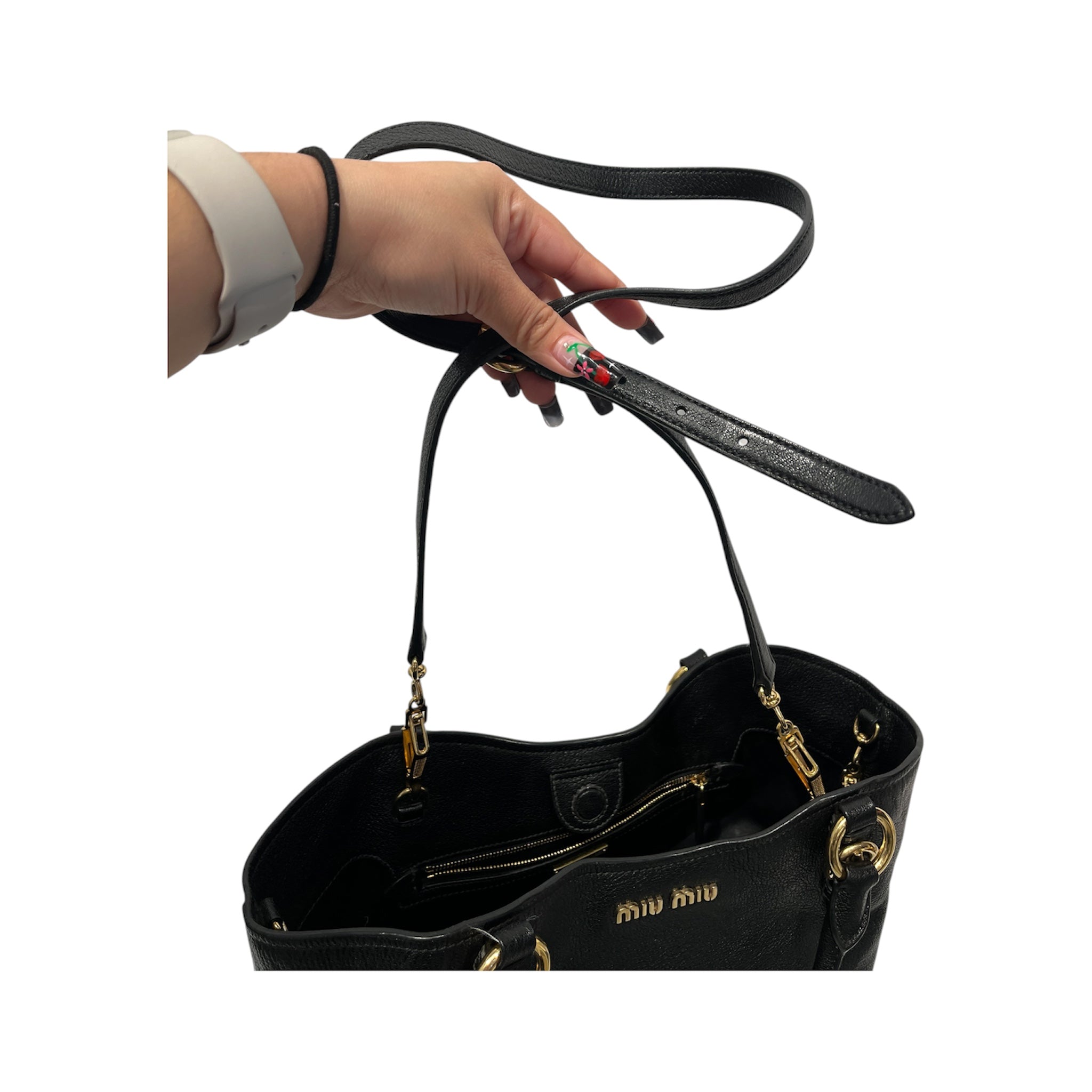 MIU MIU/Hand Bag/Leather/BLK/Vitello Phenix HB #158 view 6