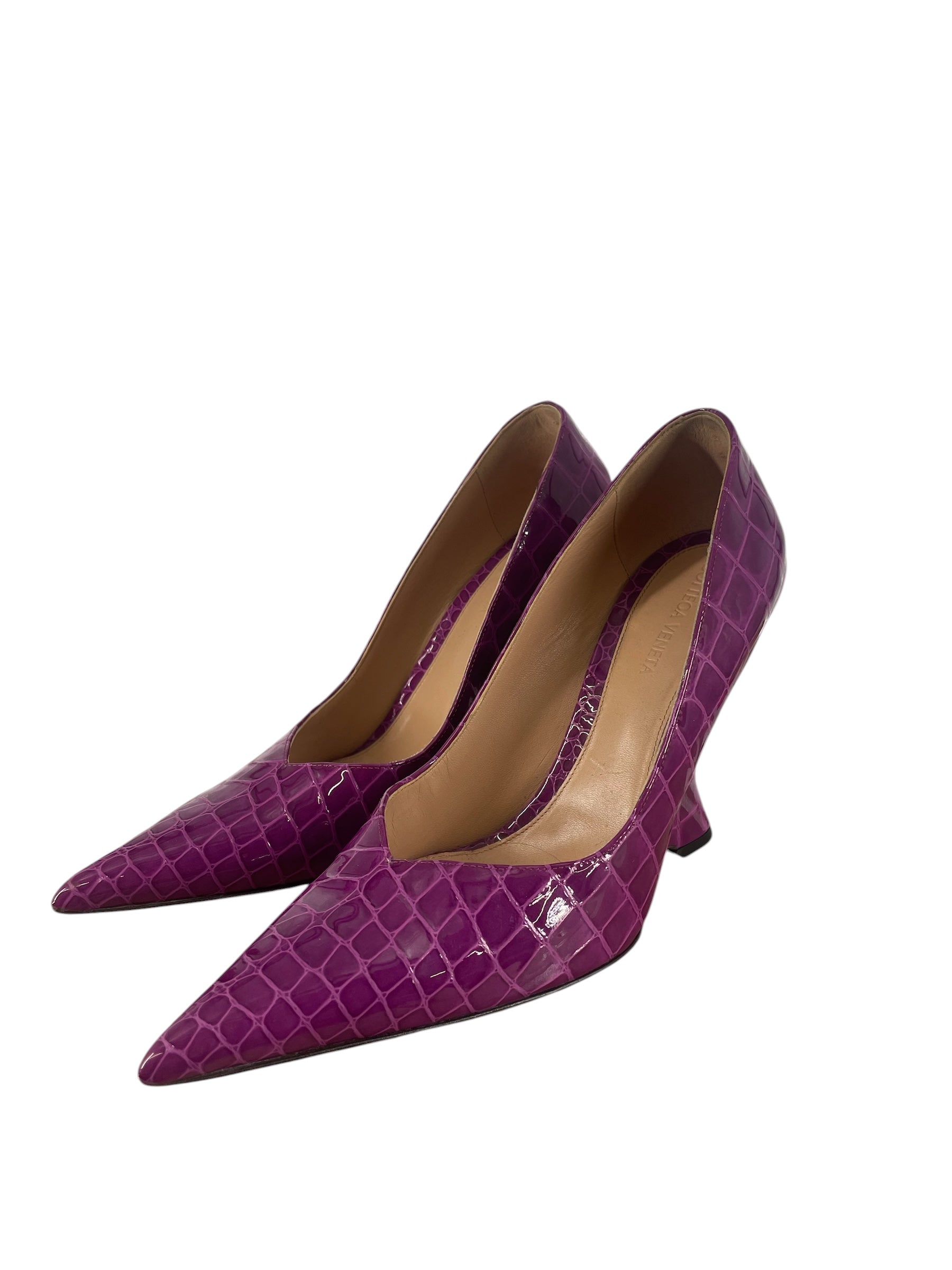 BOTTEGA VENETA/Heels/EU 39/Animal Pattern/Leather/PNK/GLOSS CROC PUMPS view 1