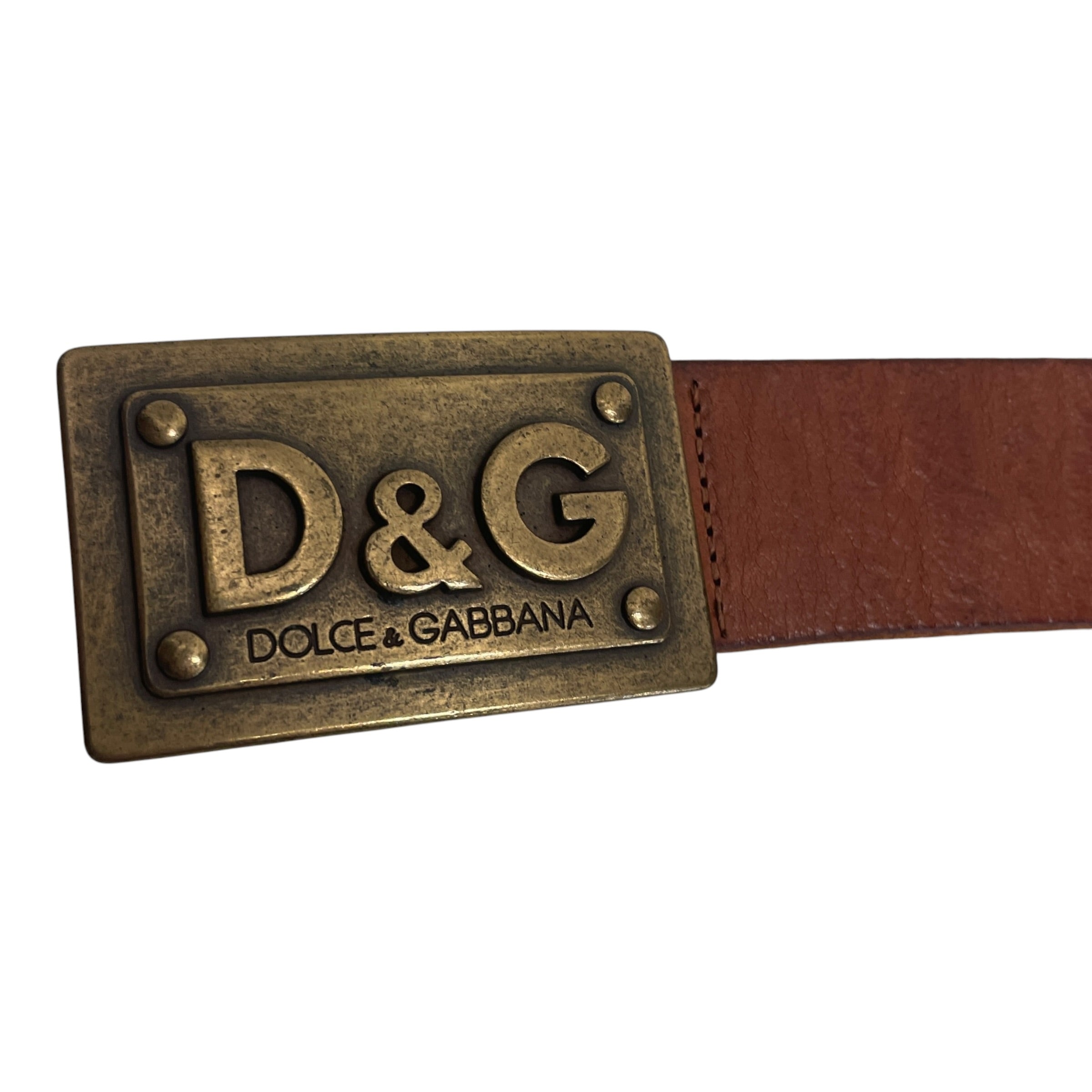 DOLCE&GABBANA/Belt/Stripe/Leather/BRW/M's/BRASS RECTANGLE BUCKLE view 2