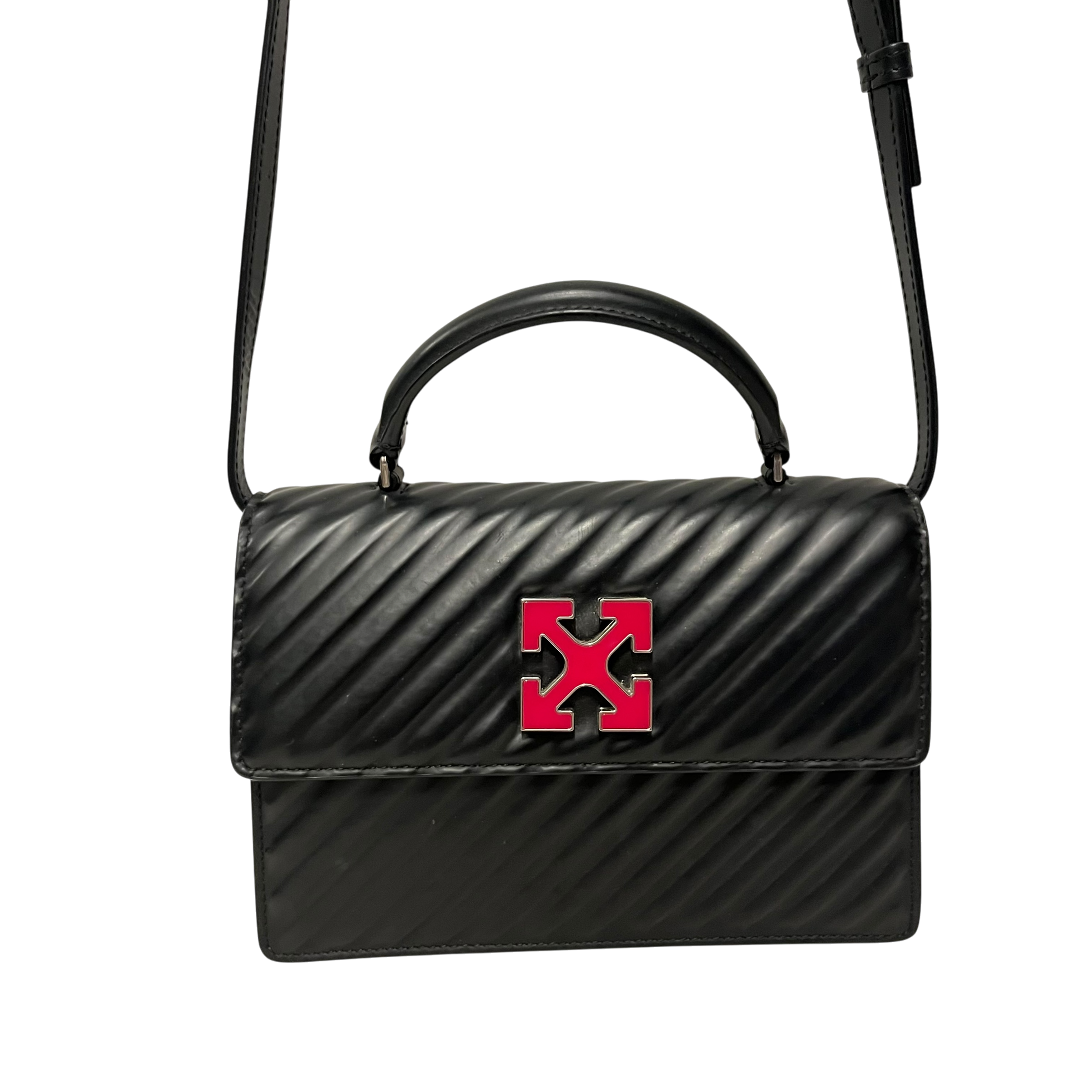 OFF-WHITE/Hand Bag/Leather/BLK/quilted jitney view 1