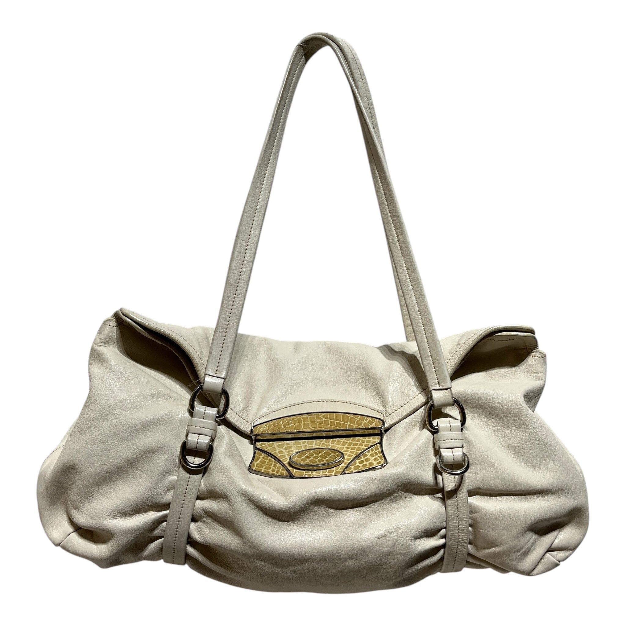 PRADA/Hand Bag/Leather/CRM/CROC PRINTED CLASP view 1