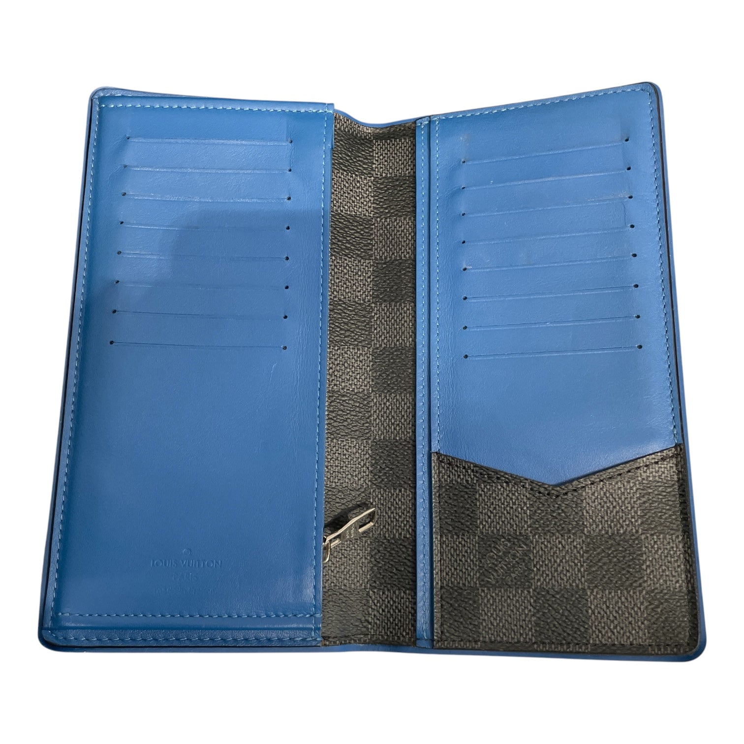 LOUIS VUITTON/Bifold Wallet/Monogram/Leather/BLK/BLUE INTERIOR view 3