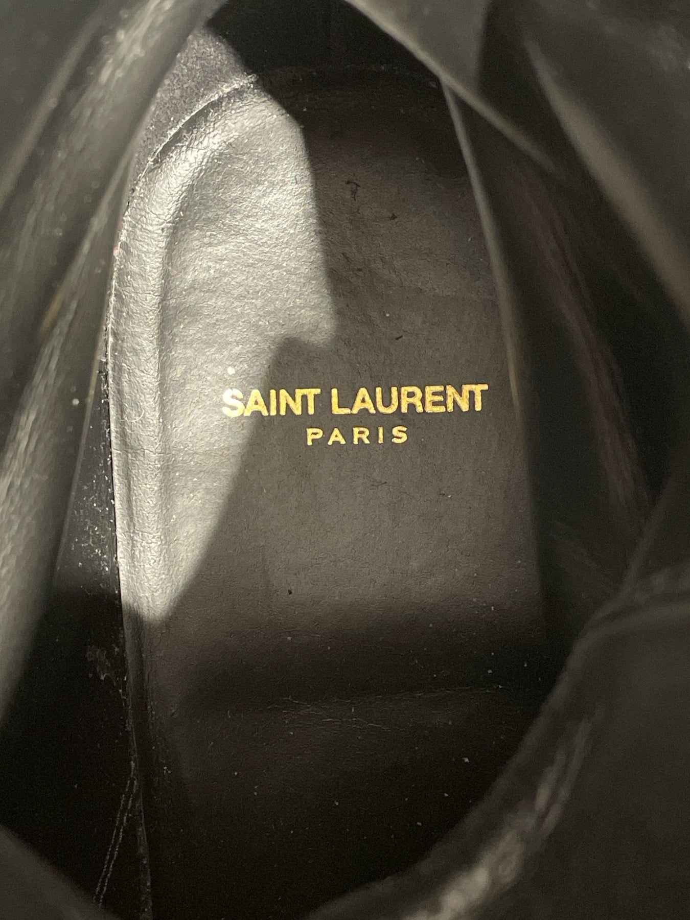 Saint Laurent Leather Combat Boots in Black 