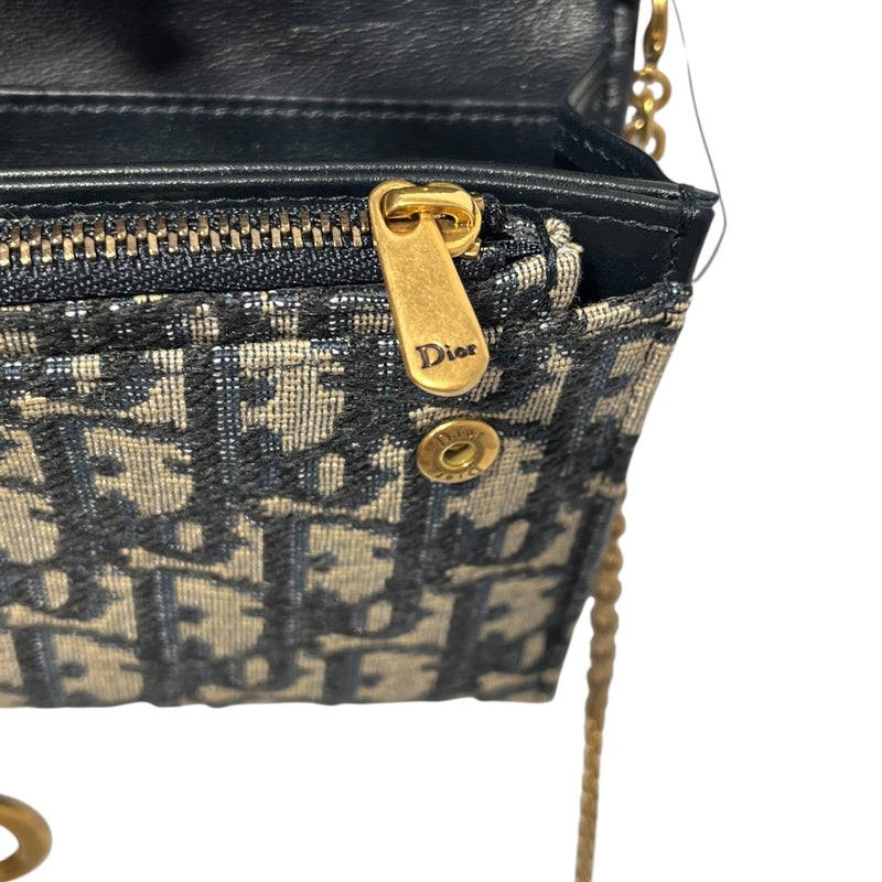 Christian Dior/Cross Body Bag/Monogram/BLU/Saddle Oblique Wallet