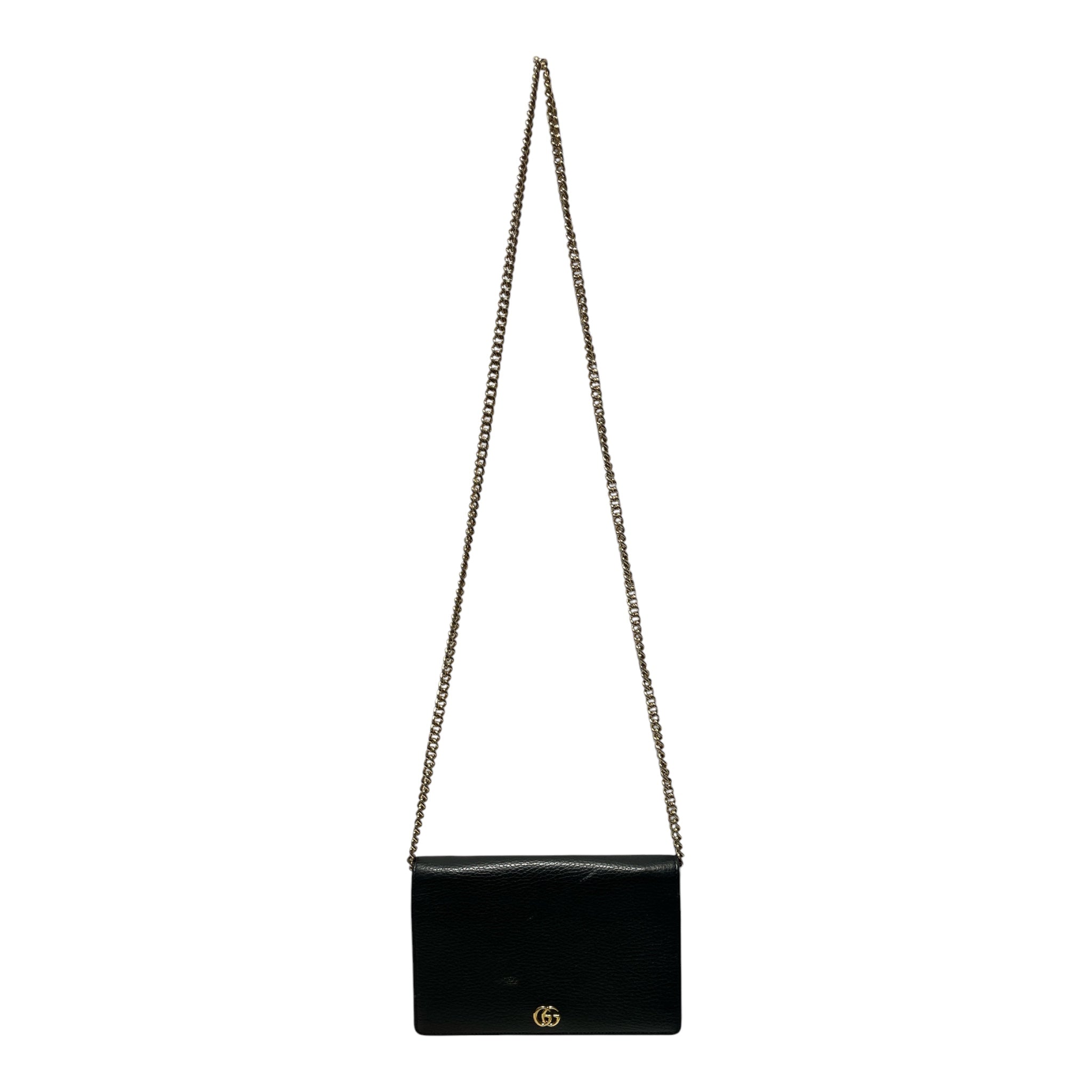 GUCCI/Cross Body Bag/Leather/BLK/Black Marmot Wallet on Chain view 1