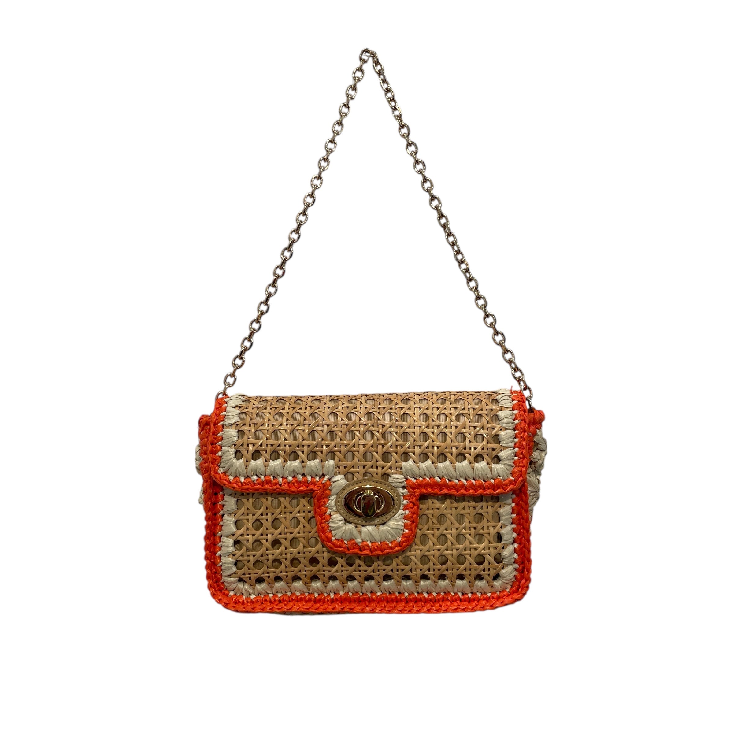 Luisa Spagnoli/Cross Body Bag/M/Border/CRM/Handmade Rattan Bag view 1