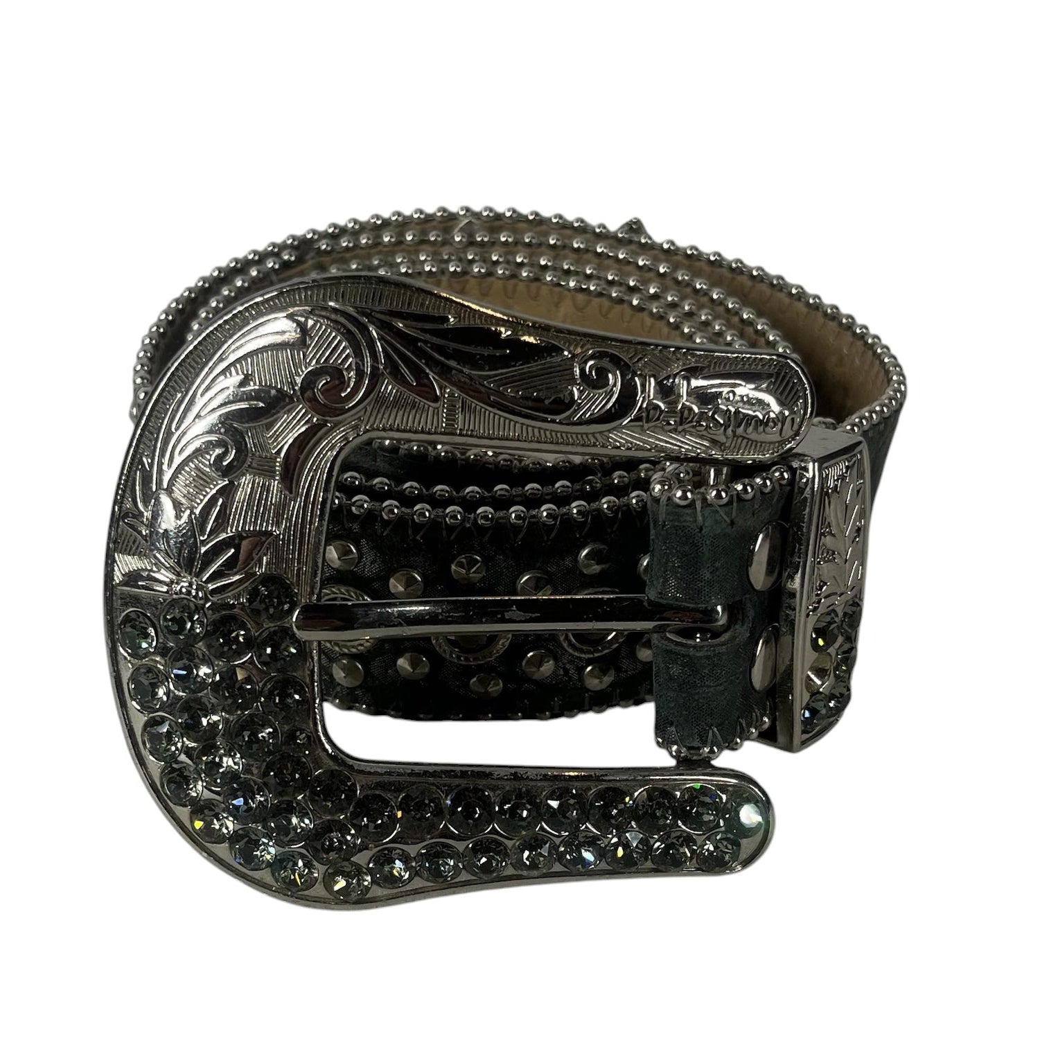 b.b.simon/Belt/Leather/GRY/M's/STUDDED BELT view 1