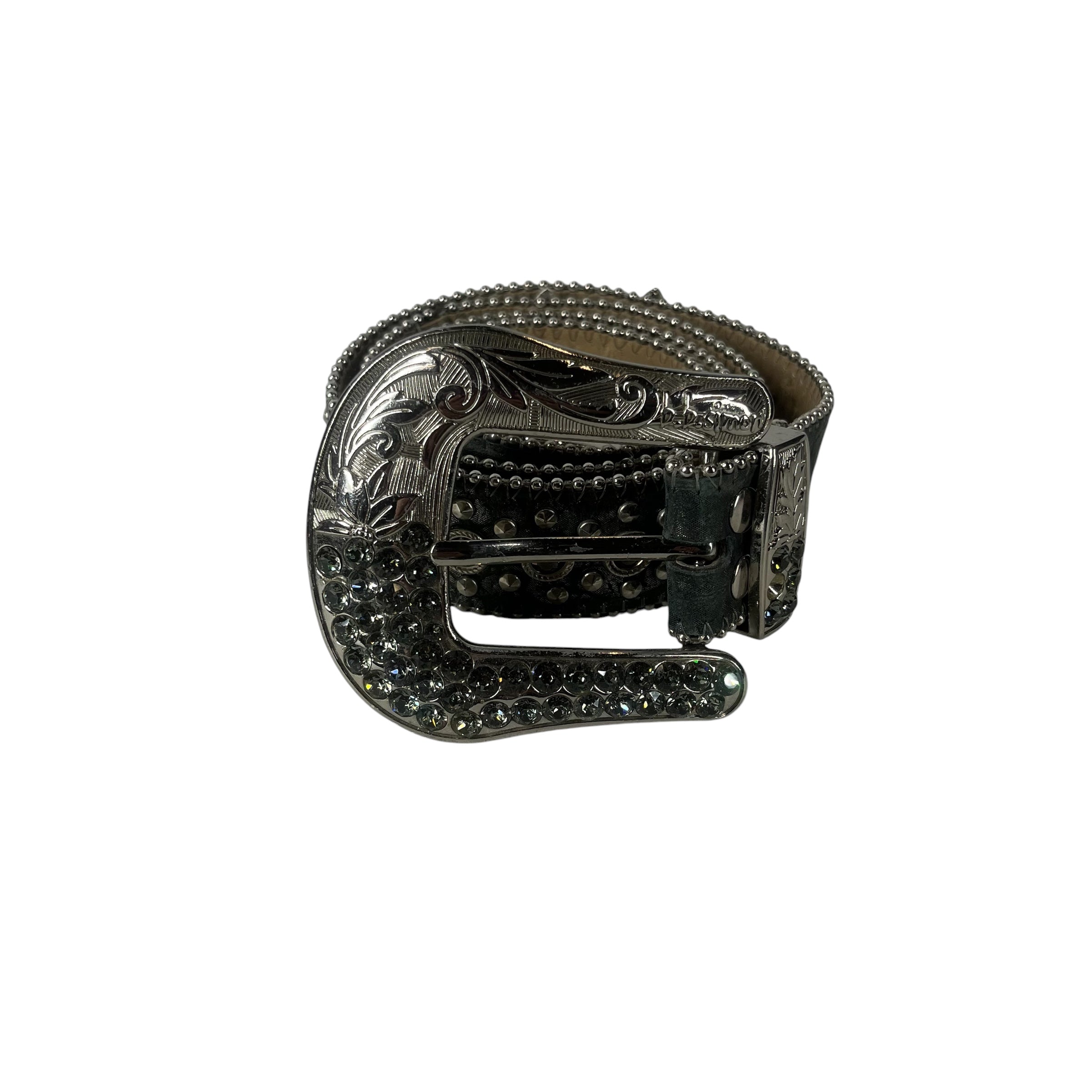 b.b.simon/Belt/Leather/GRY/M's/STUDDED BELT view 1