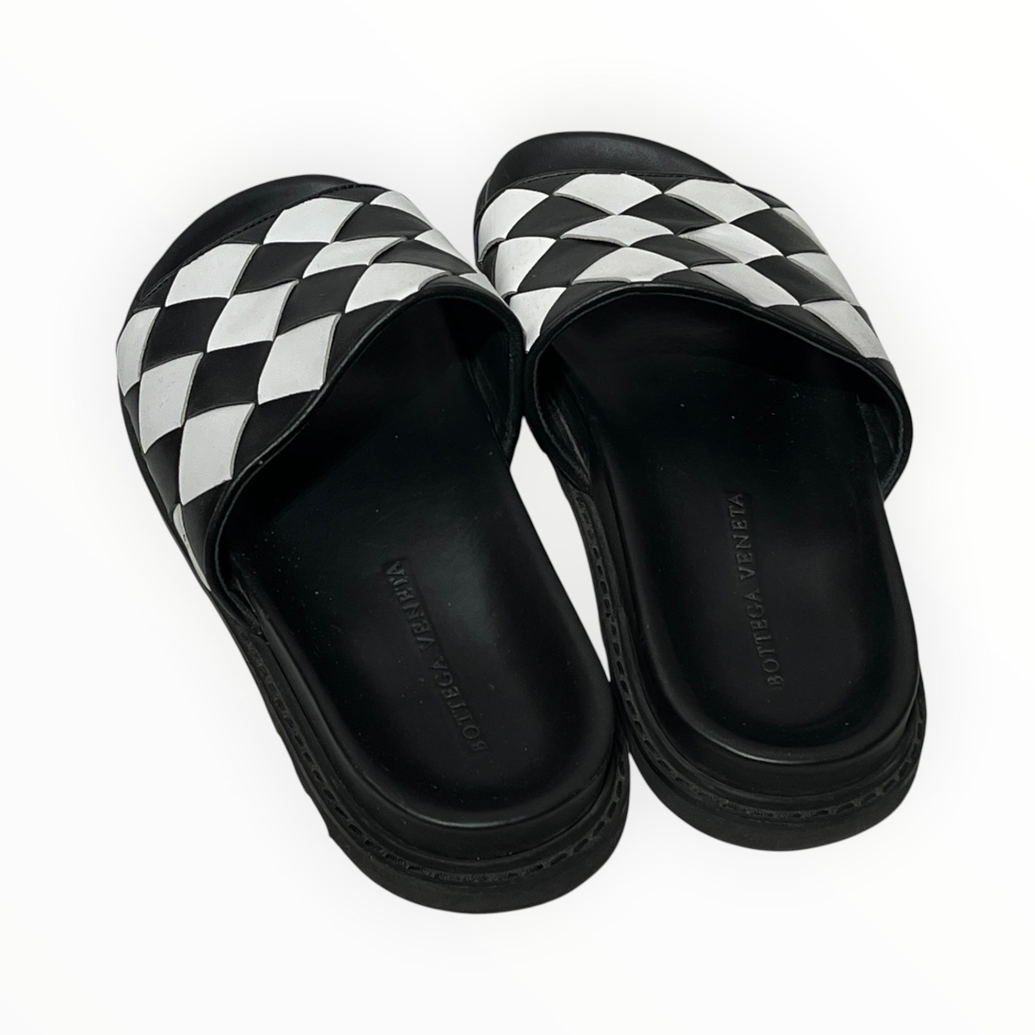 BOTTEGA VENETA/Sandals/EU 42/Leather/BLK/CHECKERBOARD view 2