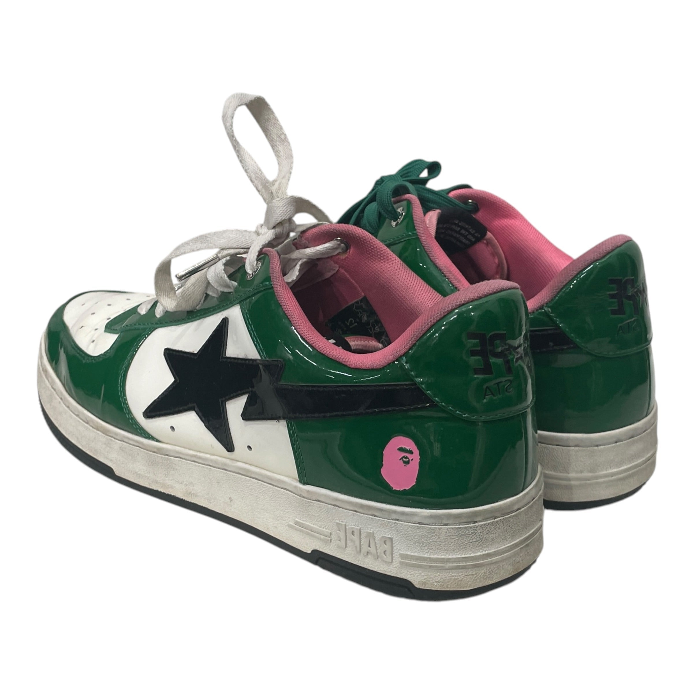 BAPE STA!/Low-Sneakers/US 12/Leather/GRN/PINK INTERIOR BLK STAR view 2