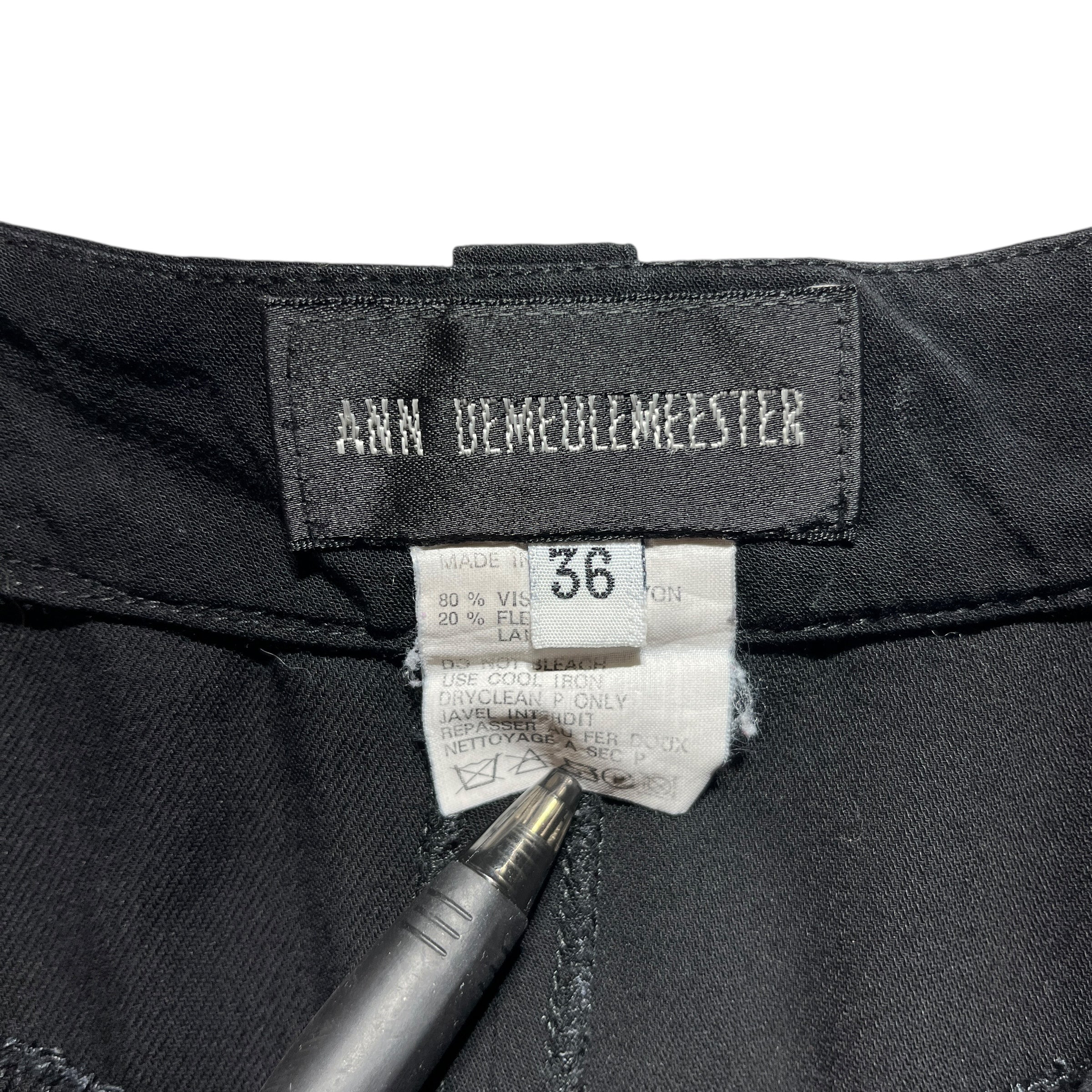 ANN DEMEULEMEESTER/Straight Pants/36/Cotton/BLK/Straight Leg Trousers view 9