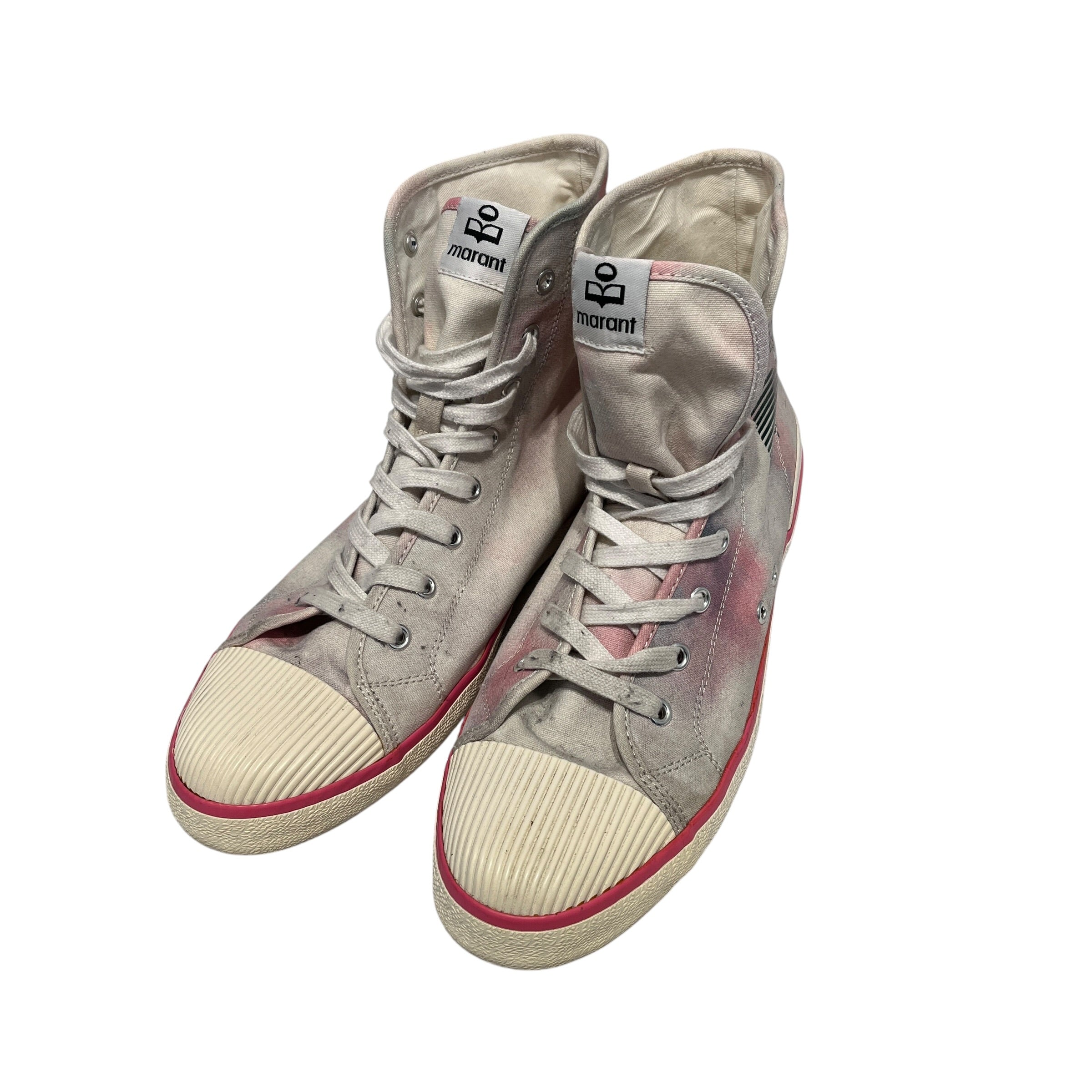 ISABEL MARANT/Hi-Sneakers/US 10/Graphic/Cotton/CRM/pink outline green logo view 9
