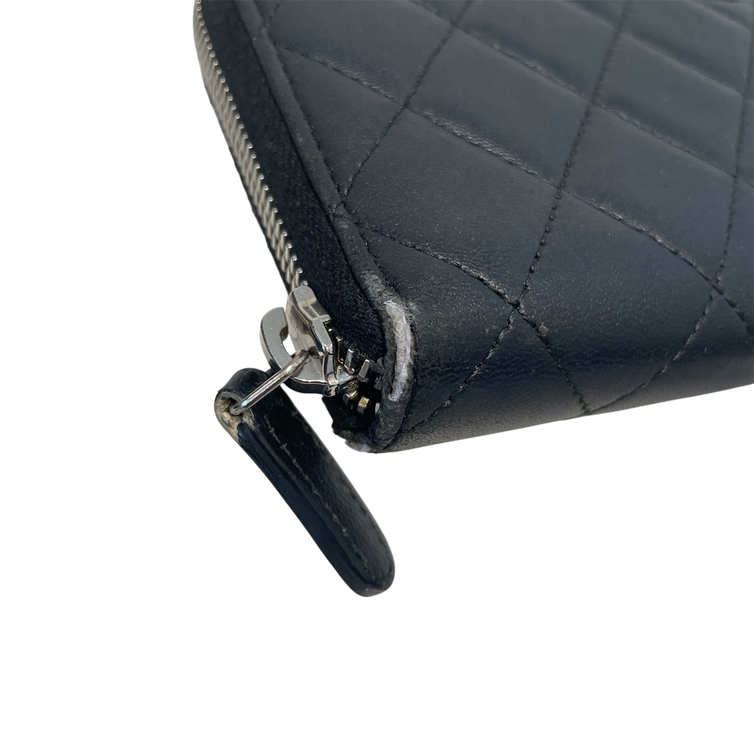 CHANEL/Wallet/Leather/BLK/ZIP Channel quilted wallet view 8