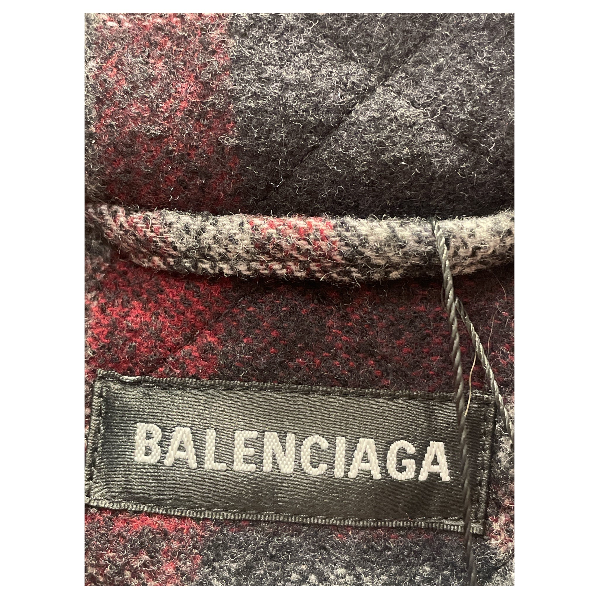BALENCIAGA/Flannel Shirt/46/Wool/GRY/Plaid/PADDED FLANNEL view 3