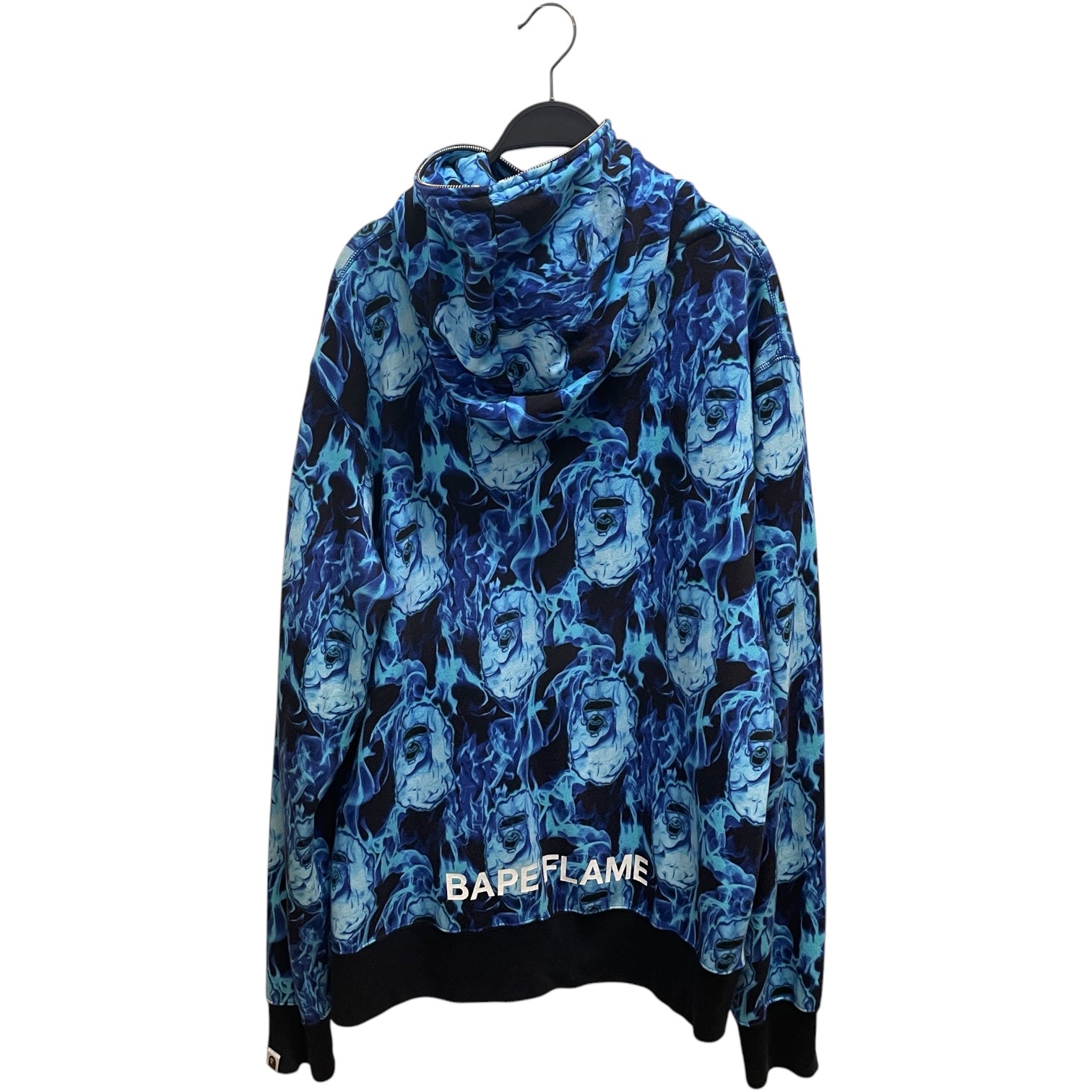 A BATHING APE/Zip Up Hoodie/XL/All Over Print/Cotton/BLU/BLUE FLAME/ FULL ZIP view 2