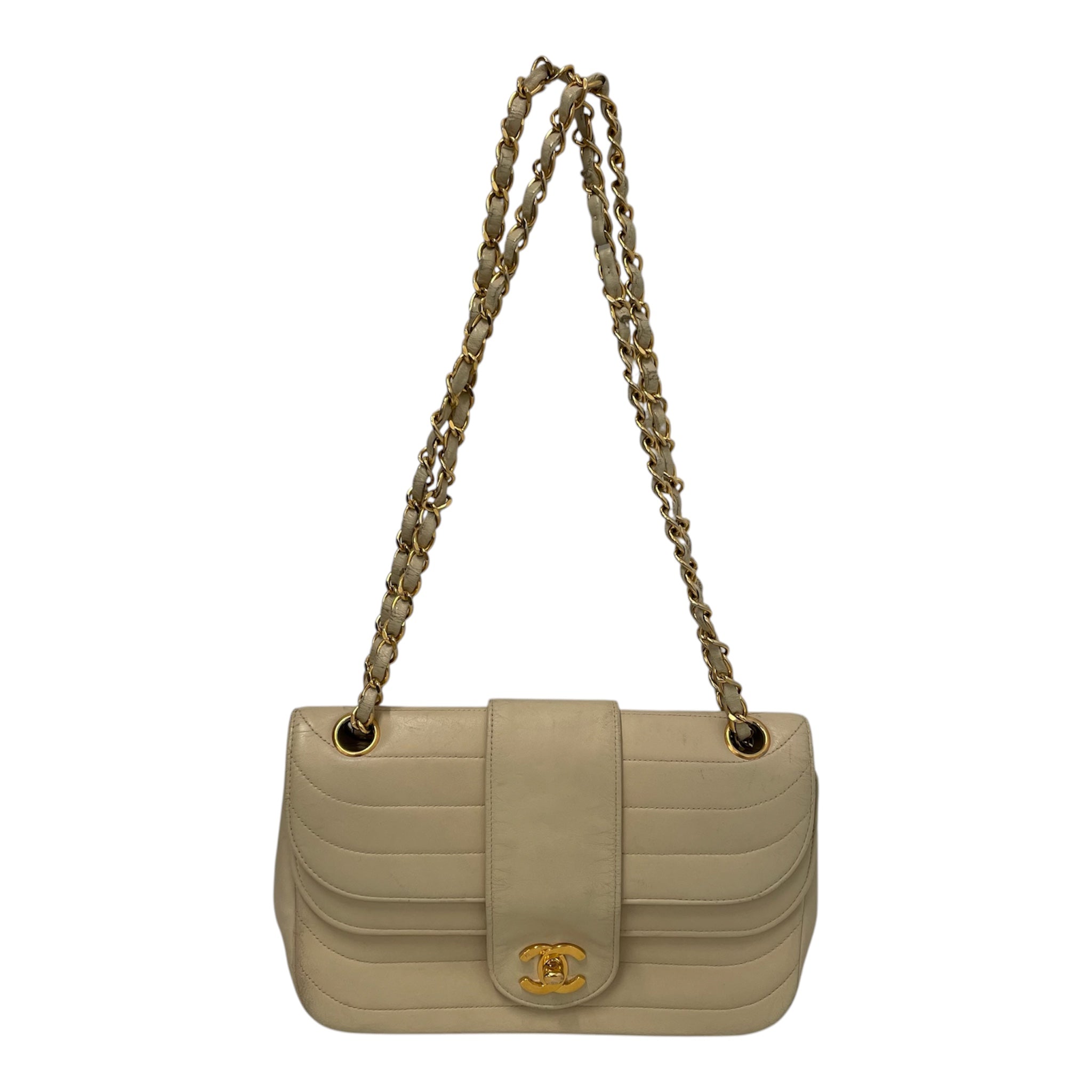 CHANEL/Cross Body Bag/Stripe/Leather/CRM/STRIPESTICHGOLDCC view 1