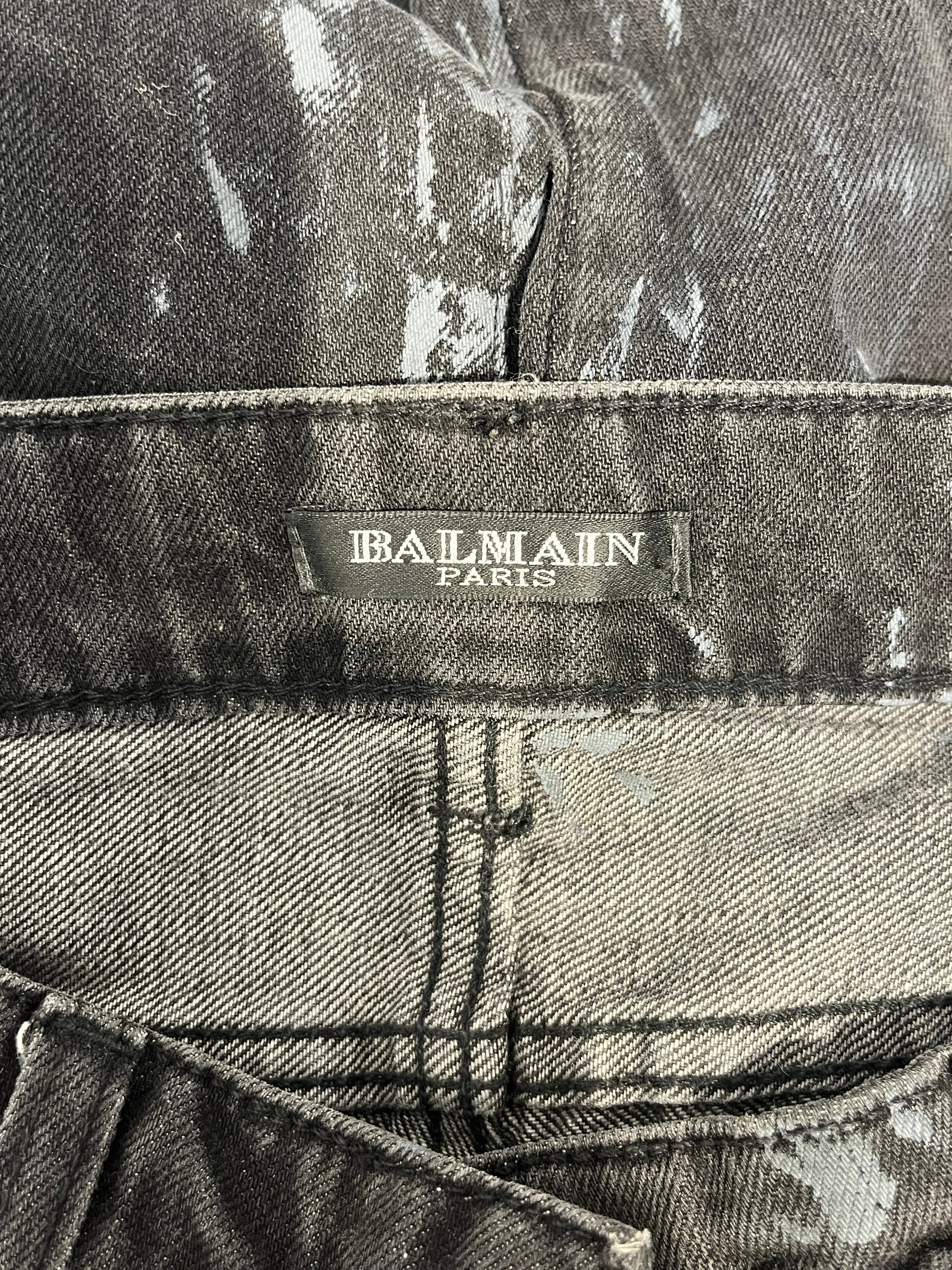 BALMAIN/Skinny Pants/36/Denim/GRY/BLU PAINT SPLATTER view 3