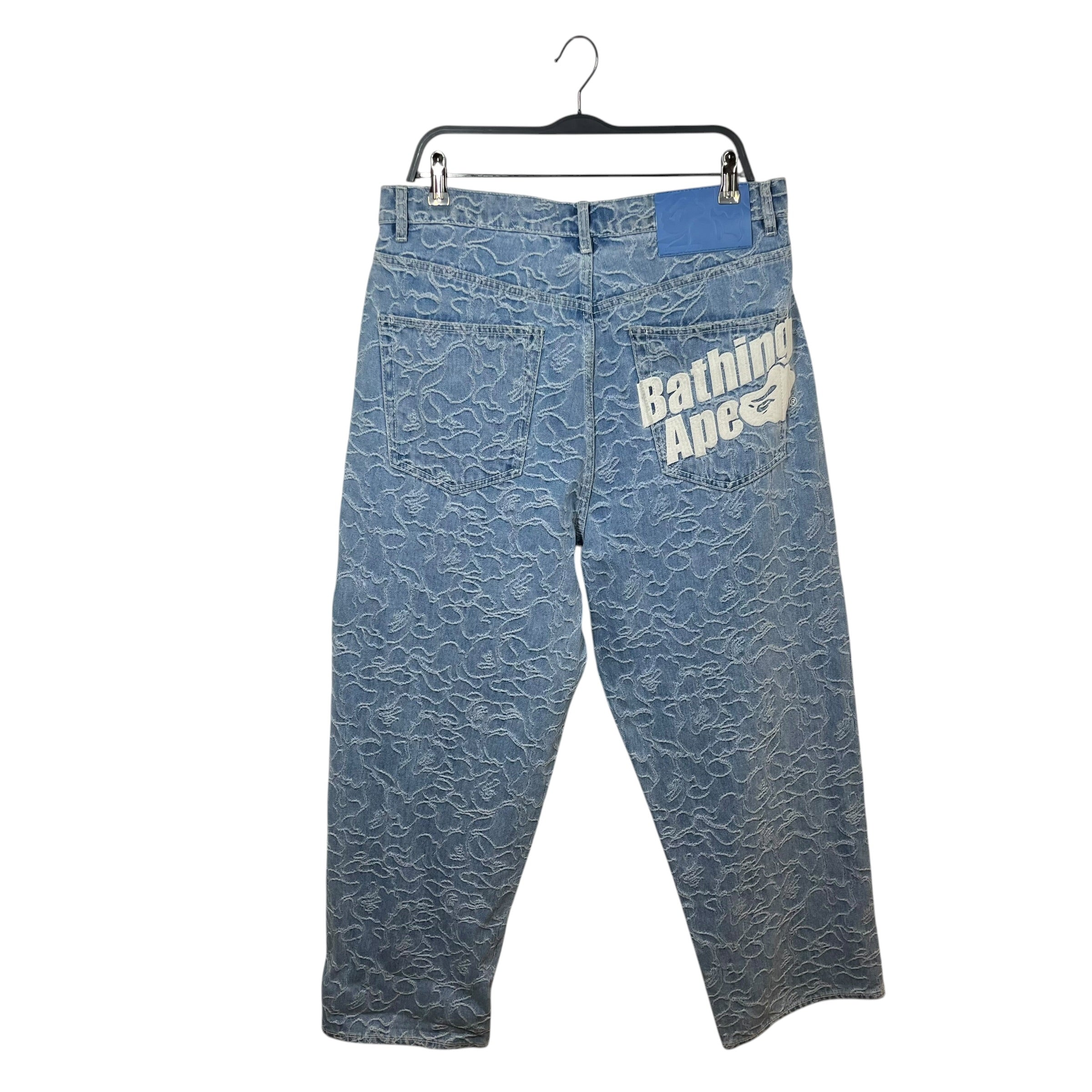 A BATHING APE/Pants/XL/Denim/BLU/All Over Print/Baby Blue Lined Camo baggy view 2