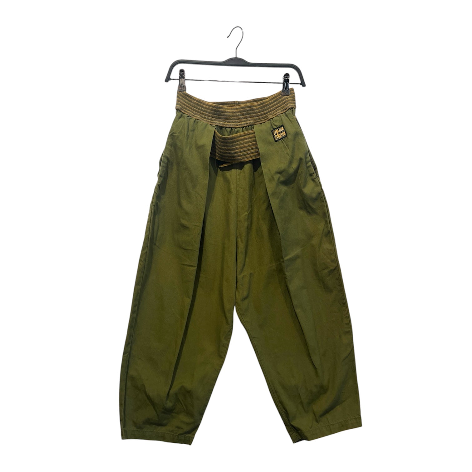 KAPITAL/Cropped Pants/2/Cotton/GRN/High-waisted/stripe waist jumbo pant view 1