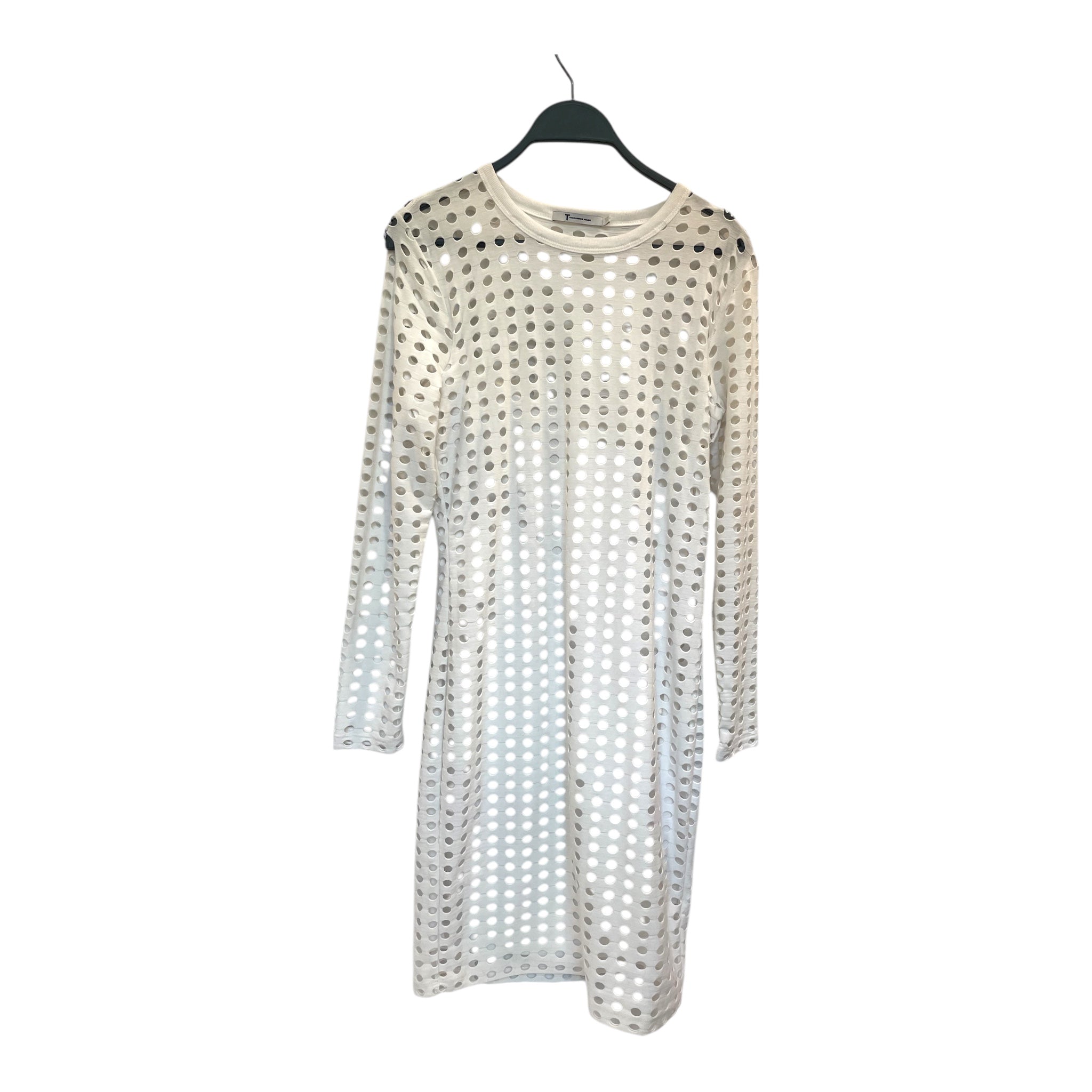 T by ALEXANDER WANG/LS Dress/S/Cotton/WHT/CIRCURAL CUTOUT/LONG/SLIM view 1