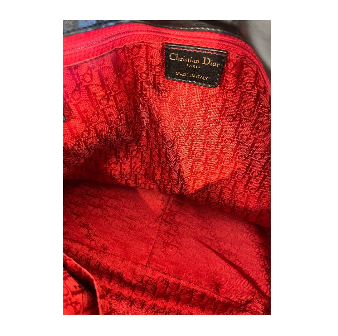 Christian Dior/Hand Bag/Leather/BLK/CANNAGE FLAP BAG view 6