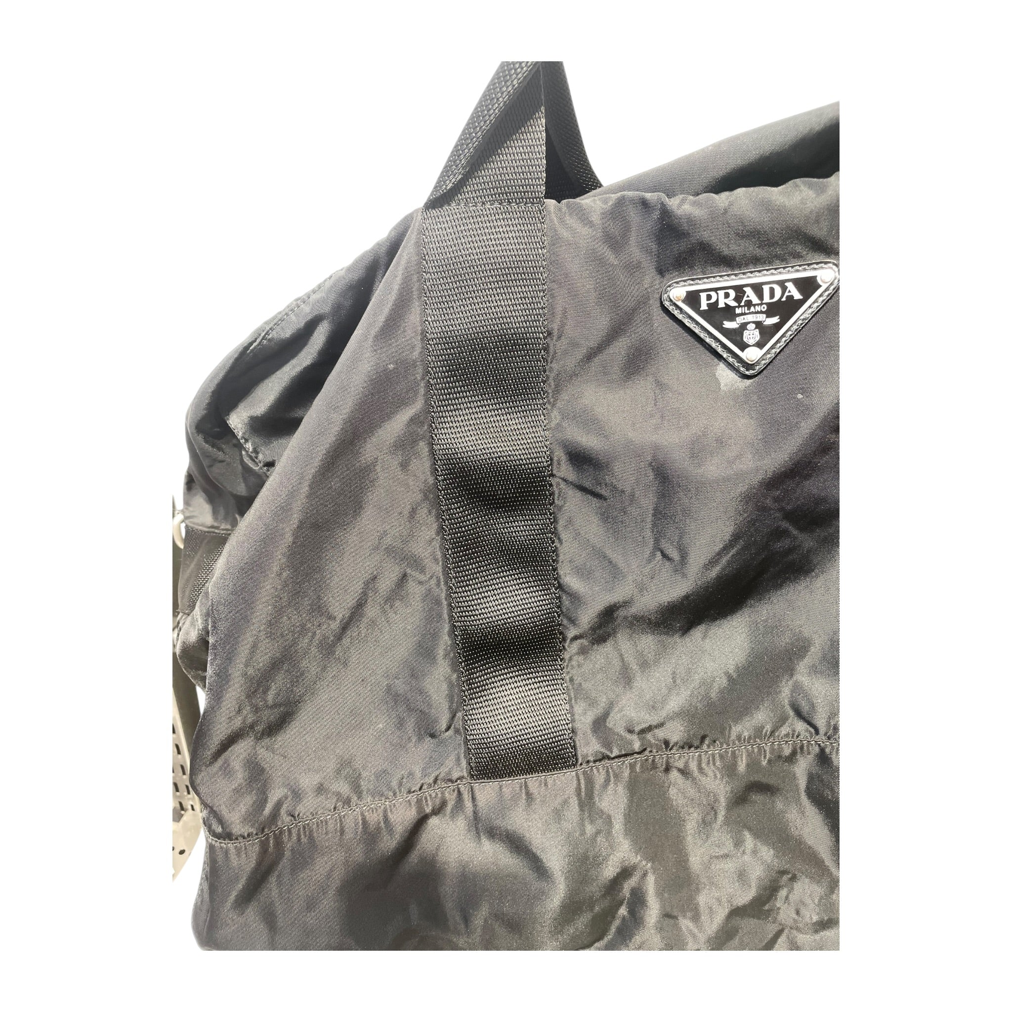 PRADA/Cross Body Bag/Cotton/BLK/TOTE BAG view 6