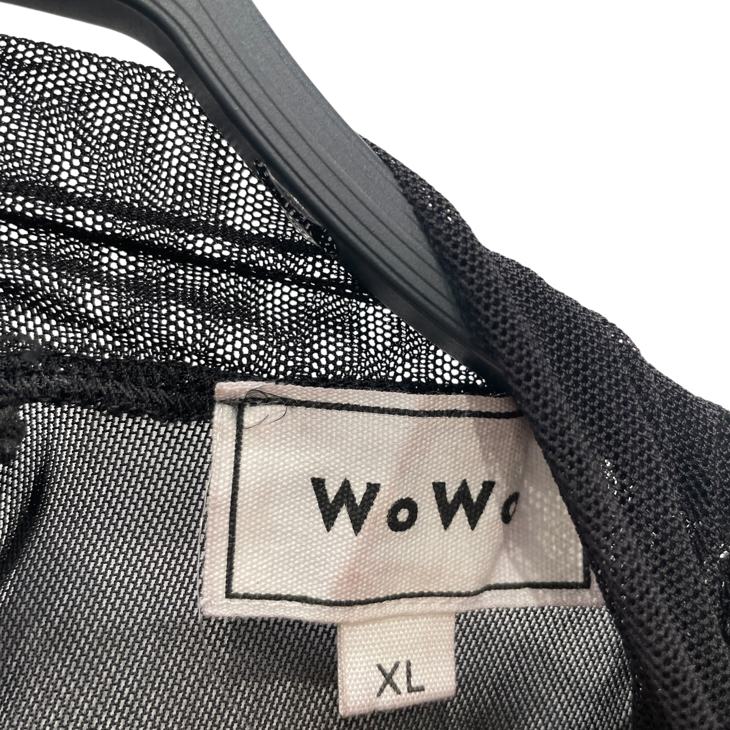 WOWO/LS Blouse/XL/BLK/FEATHER MESH MOCK NECK view 3