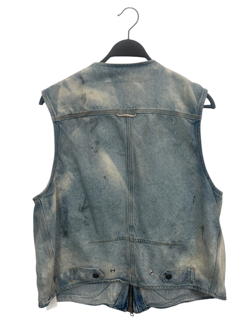 DIESEL/Vest/L/Cotton/BLU/light wash blue/white