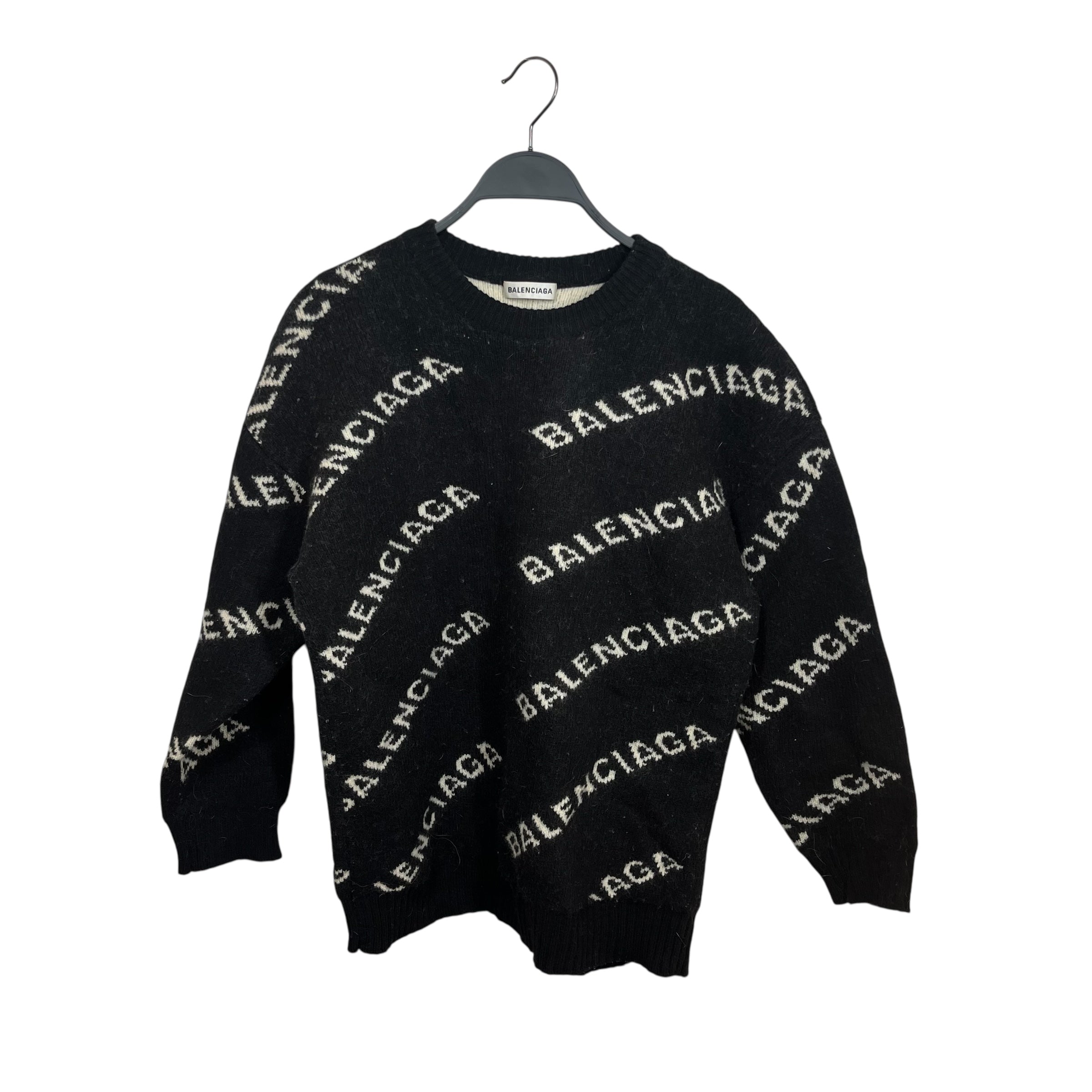 BALENCIAGA/Sweatshirt/S/Wool/BLK/logo print view 1