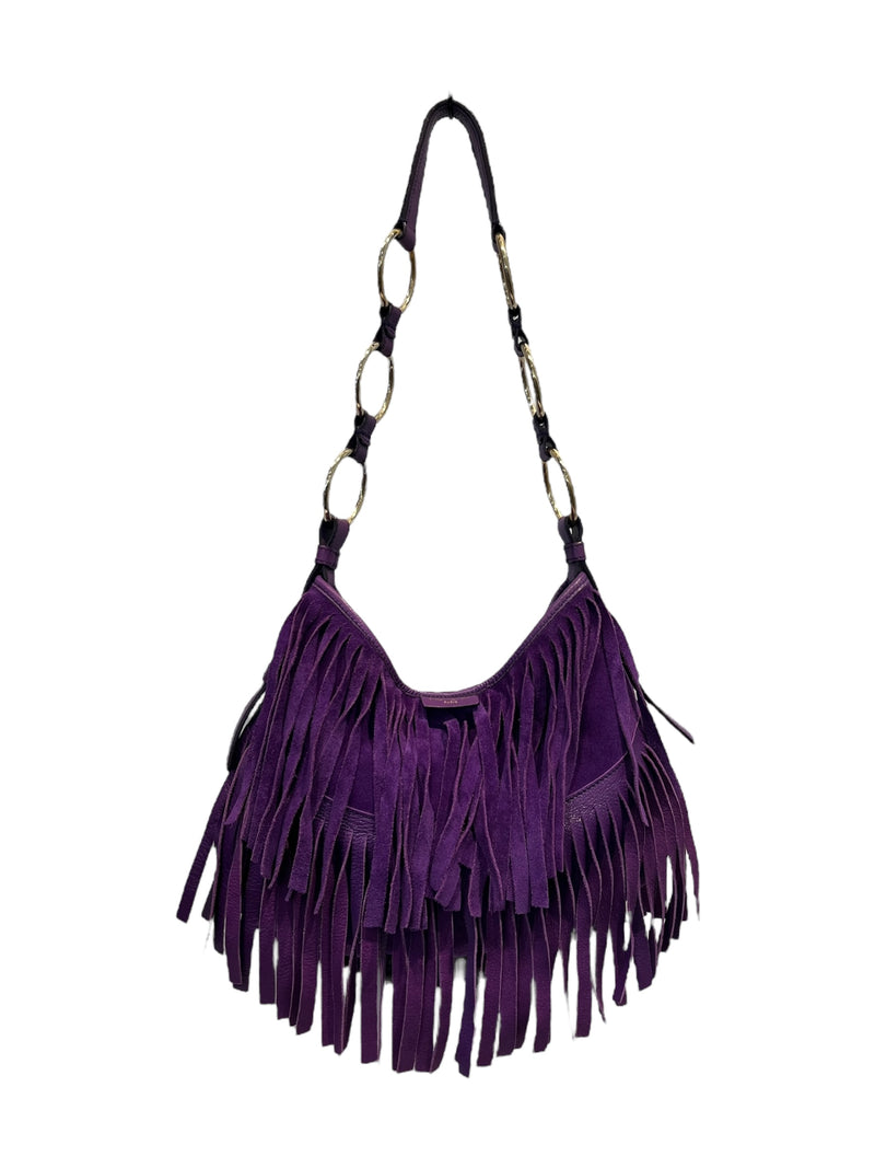 YVES SAINT LAURENT/Hand Bag/S/Suede/PPL/PURPLE TASSEL BAG WITH BENGALS