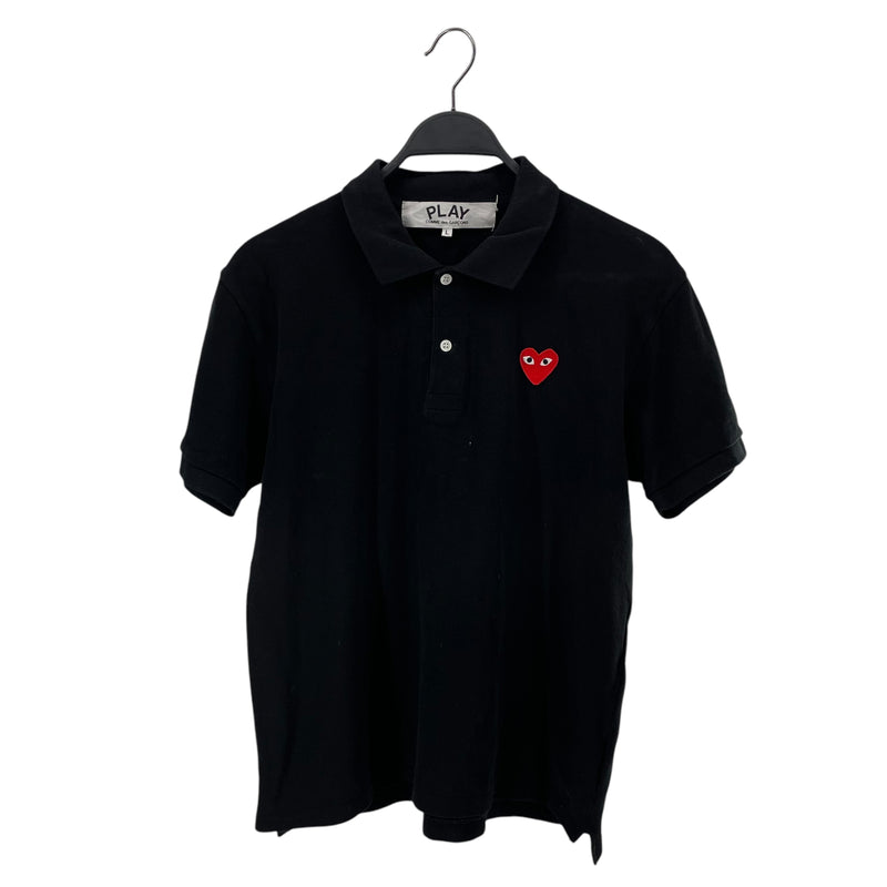 PLAY COMME des GARCONS/Polo Shirt/L/Cotton/BLK/RED HEART PATCH