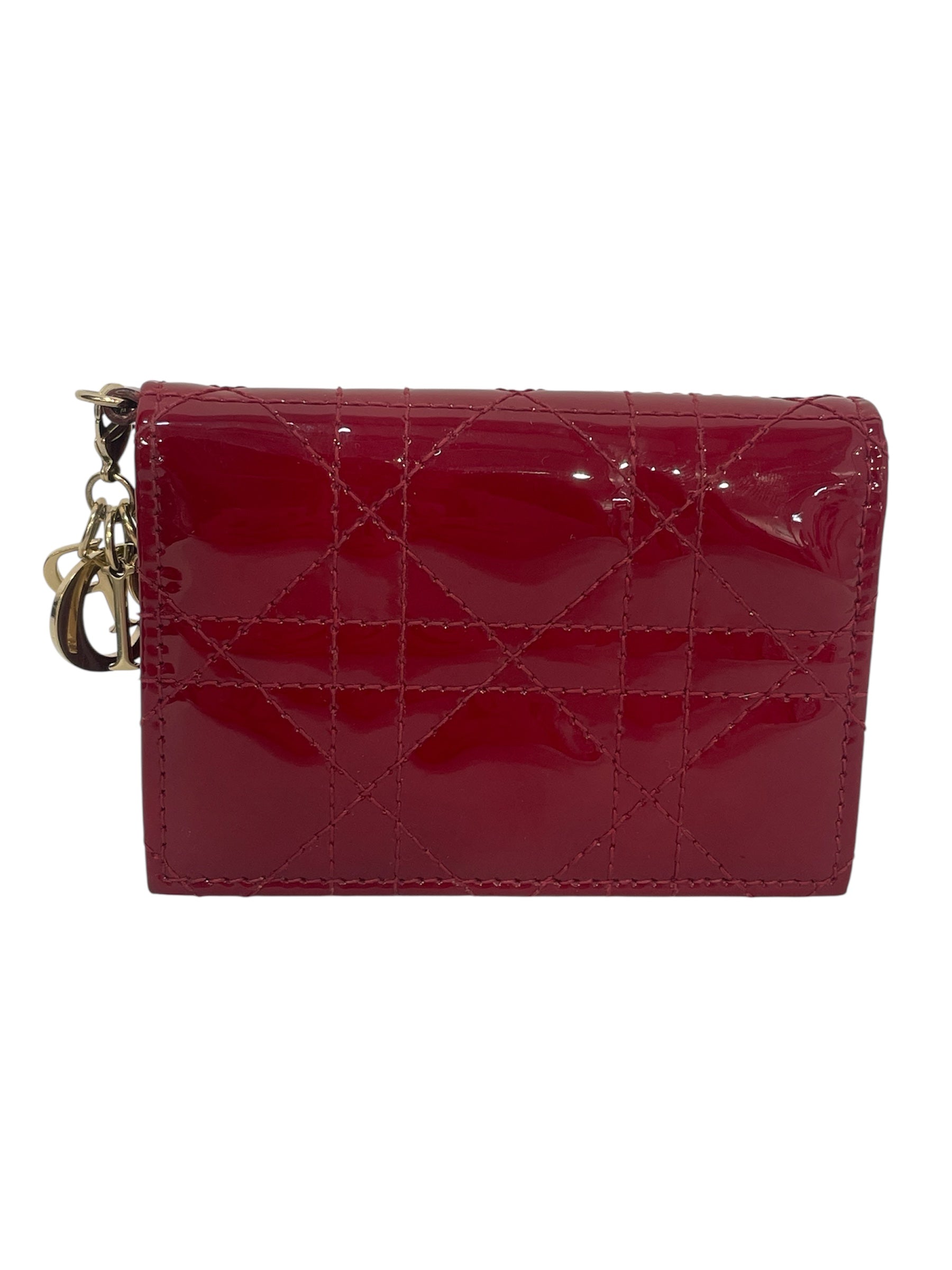 Christian Dior/Bifold Wallet/Leather/RED/PATENT CHARM WALLET view 1