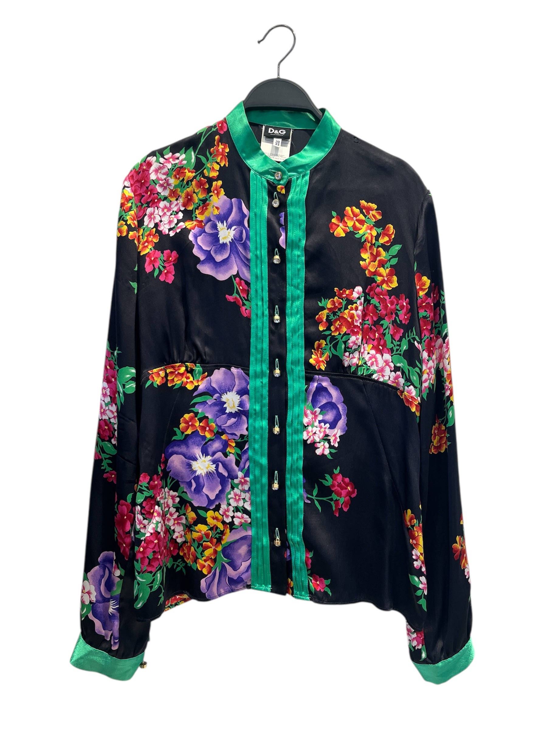 D&G/LS Shirt/30/Floral Pattern/Silk/BLK/D&G FLORAL SILK SHIRT view 1