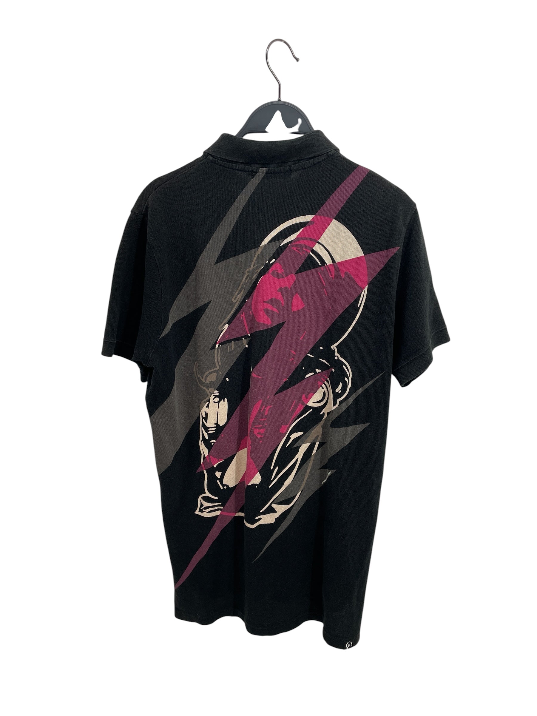 HYSTERIC GLAMOUR/Polo Shirt/L/Polyester/BLK/THUNDER BOLT POLO view 2