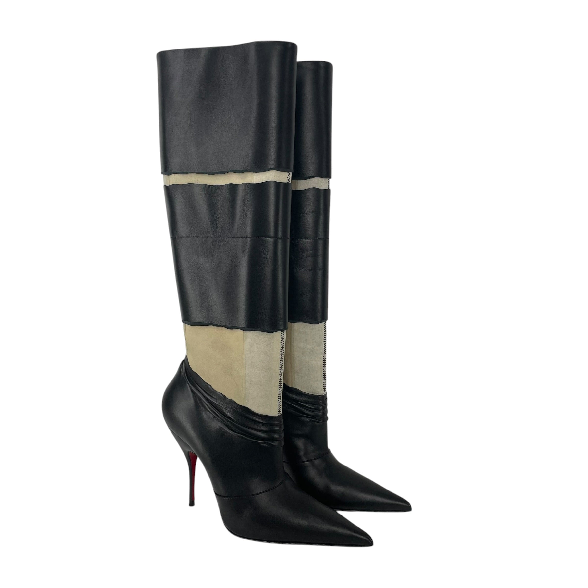 Christian Louboutin/Maison Margiela/Booties/EU 38.5/Leather/BLK/LAYERED DISTRESSED BNWT view 1