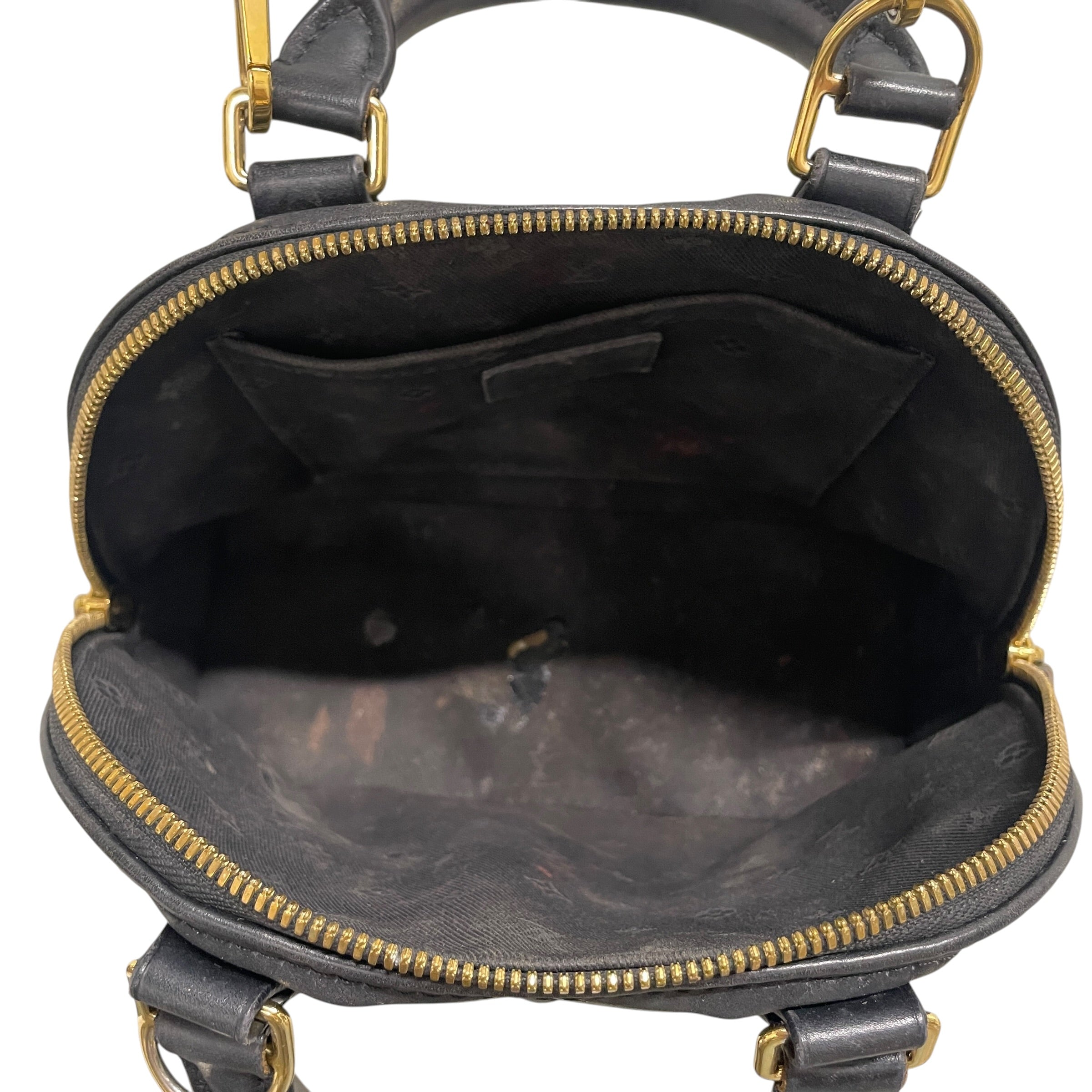 LOUIS VUITTON/Clutch Bag/Leather/BLK/idented monagram view 4