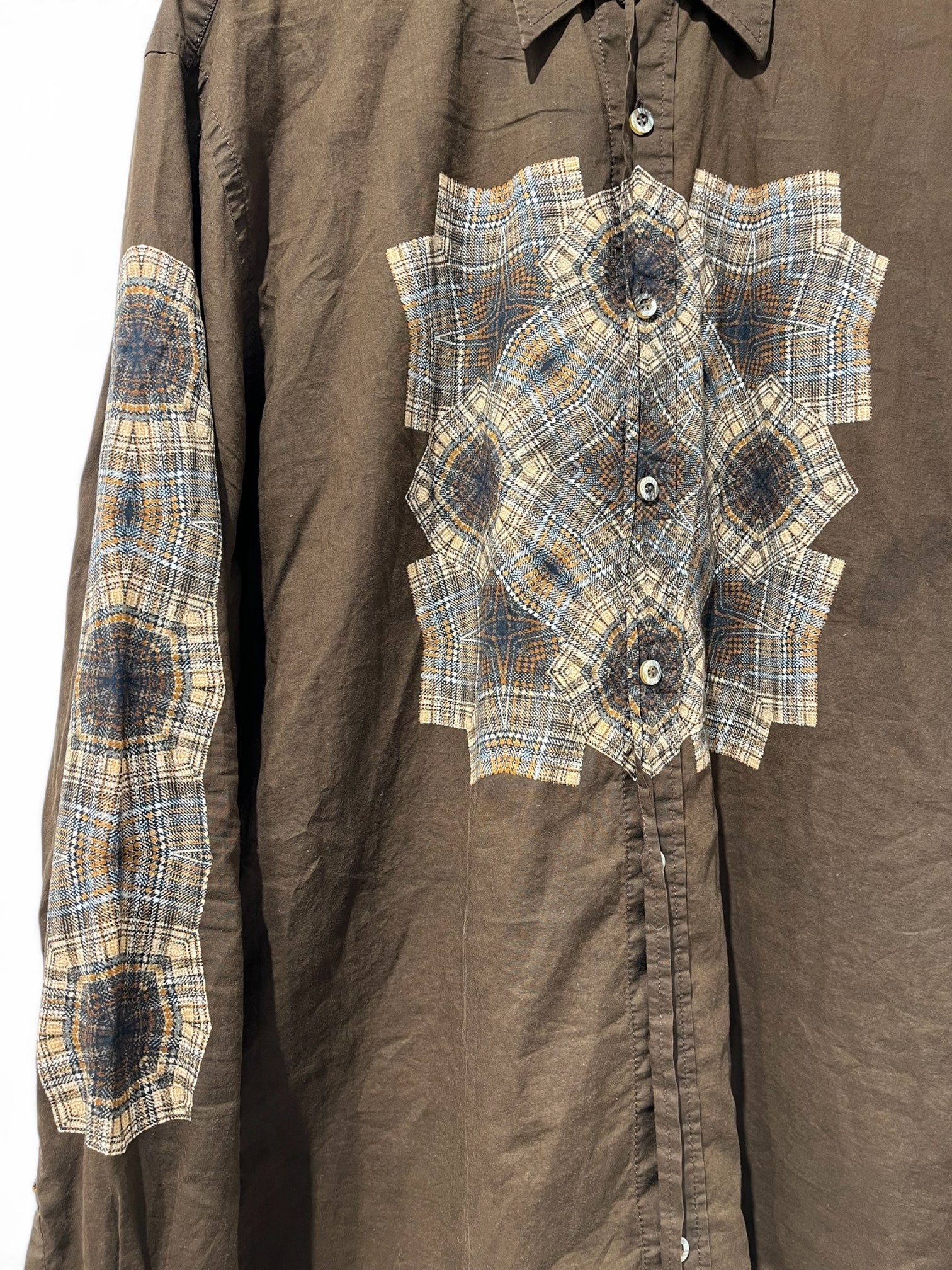 Acne Studios/LS Shirt/48/Cotton/BRW/Plaid/SLEEVE/FRONT/BACK PLAIDWORK view 6