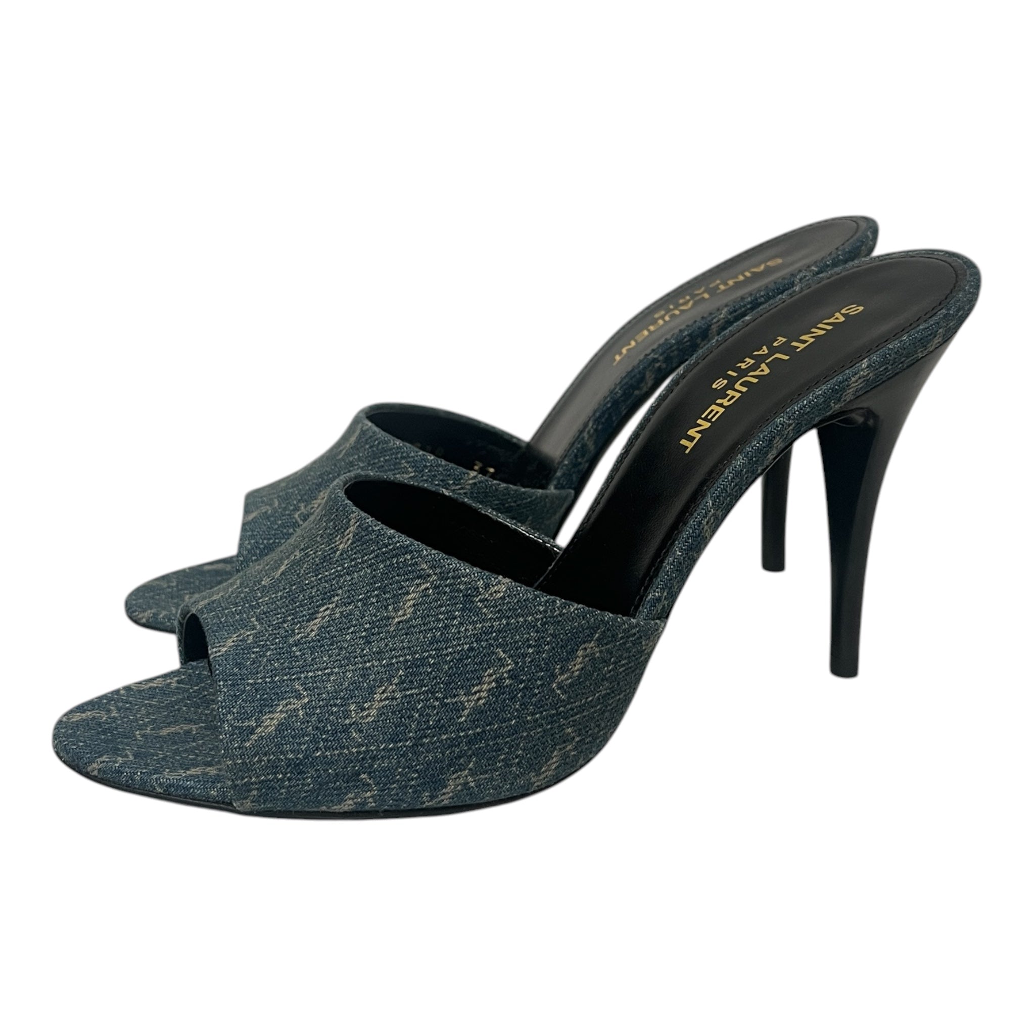SAINT LAURENT/Heels/EU 37/Monogram/IDG/DENIM MONOGRAM/OPEN TOE view 1