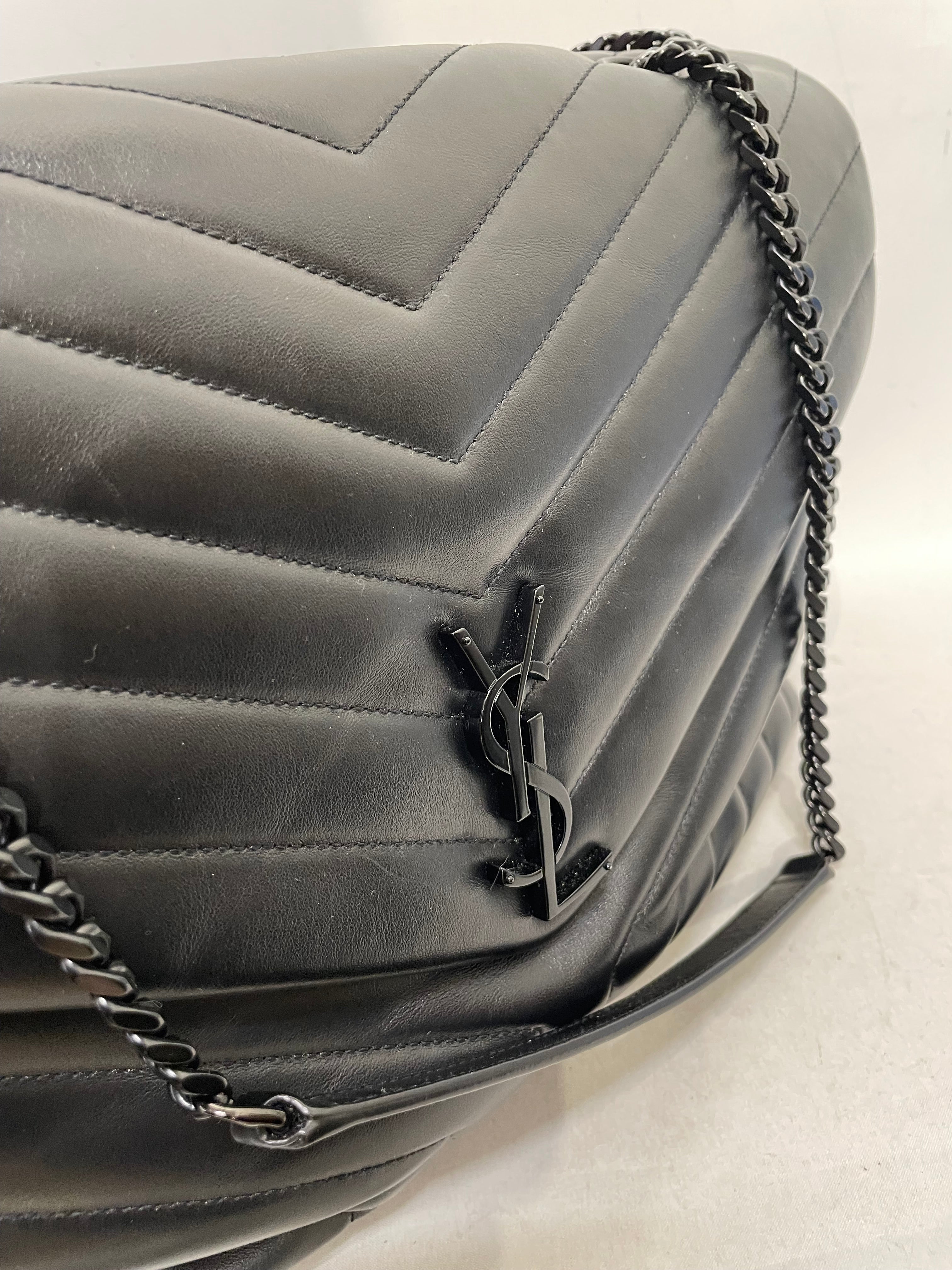YVES SAINT LAURENT/Cross Body Bag/Leather/BLK/LG Loulou Quilted BLK Hardware view 3