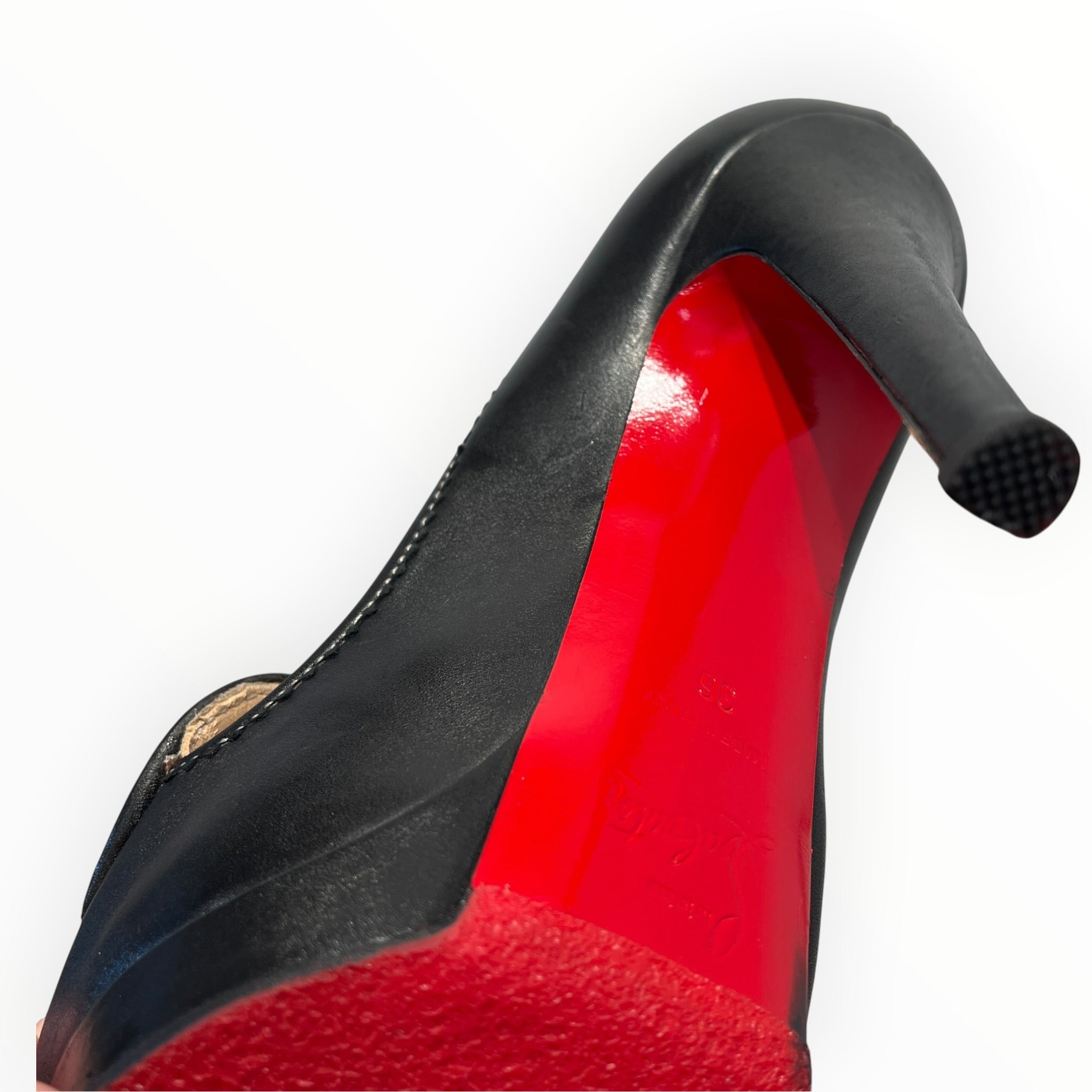 Christian Louboutin/Heels/EU 36/Leather/BLK/PEEP TOE/LOAFER TASSELS view 7